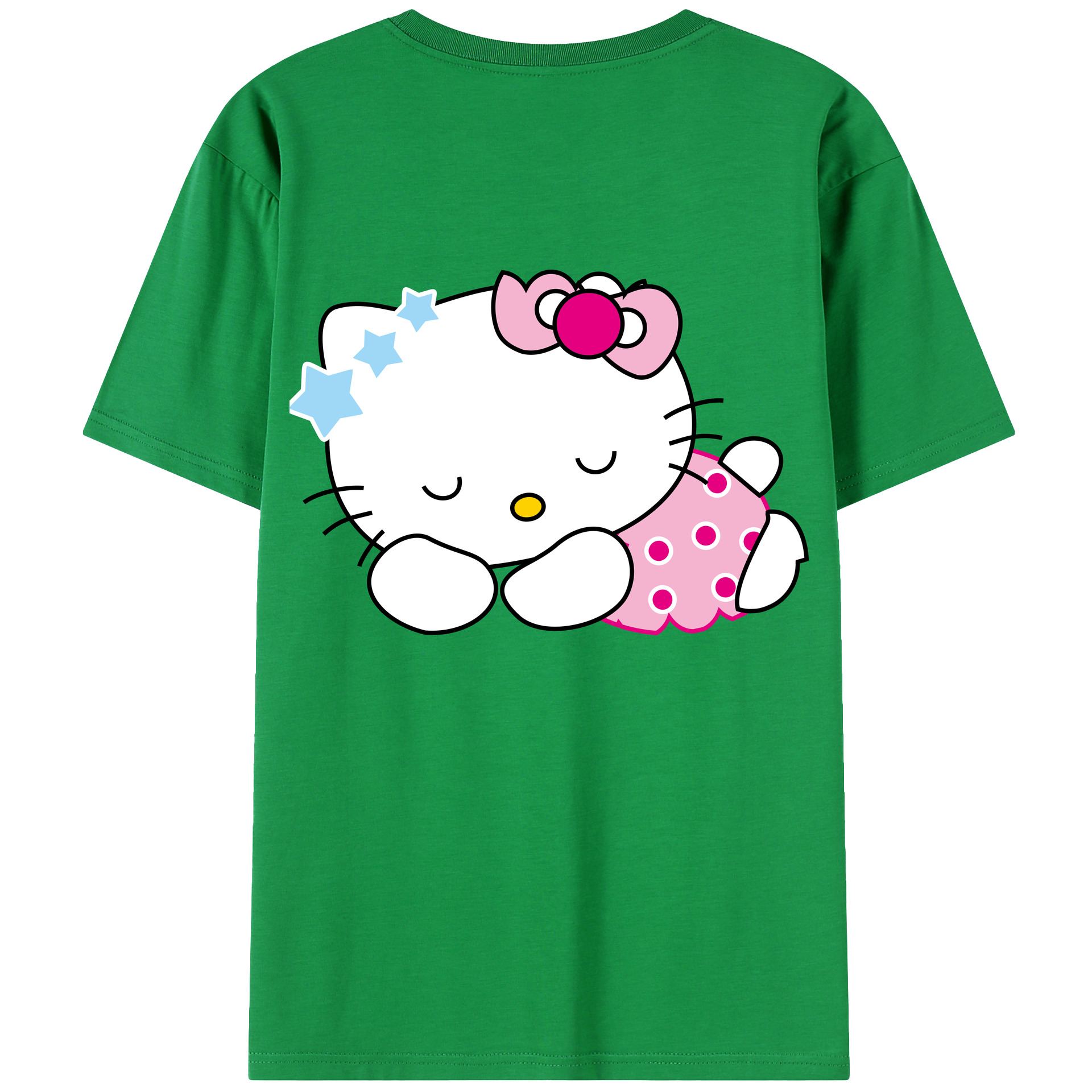 （画像用） Hello Kitty ハローキティ 綿100％ メンズ半袖Tシャツ（バックプリント） 通気性
