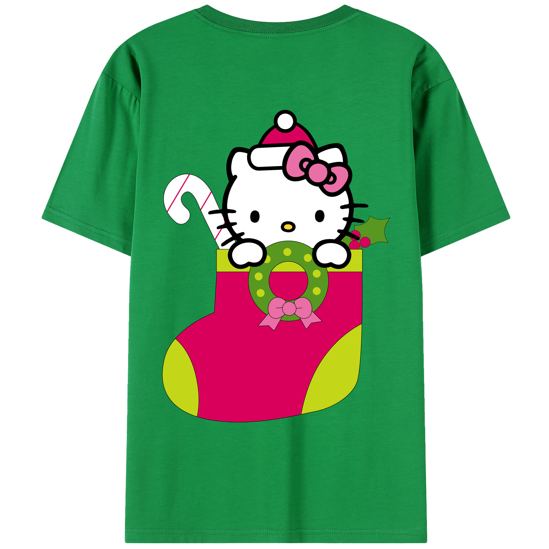 （画像用） Hello Kitty ハローキティ 綿100％ メンズ半袖Tシャツ（バックプリント） 通気性