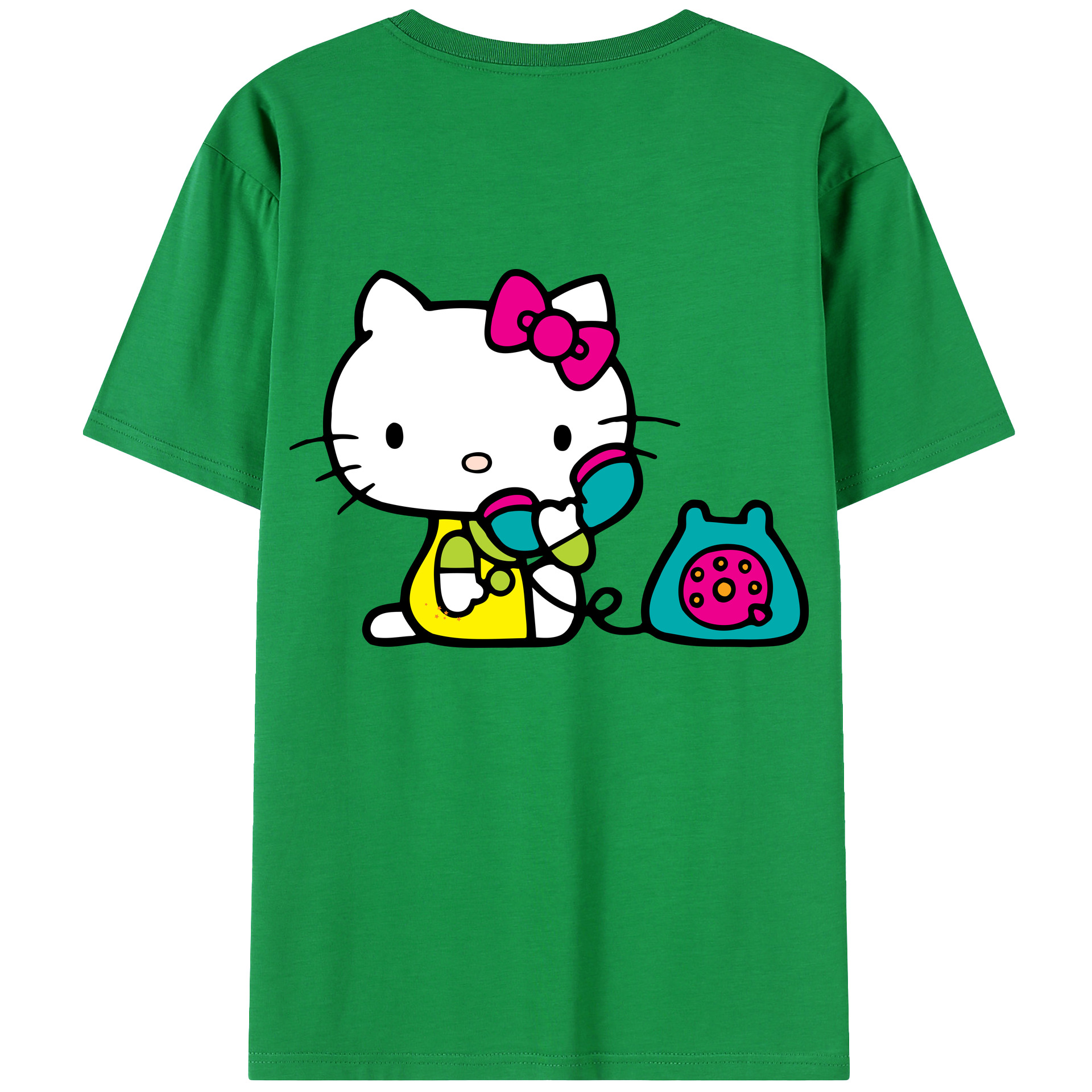 （画像用） Hello Kitty ハローキティ 綿100％ メンズ半袖Tシャツ（バックプリント） 通気性