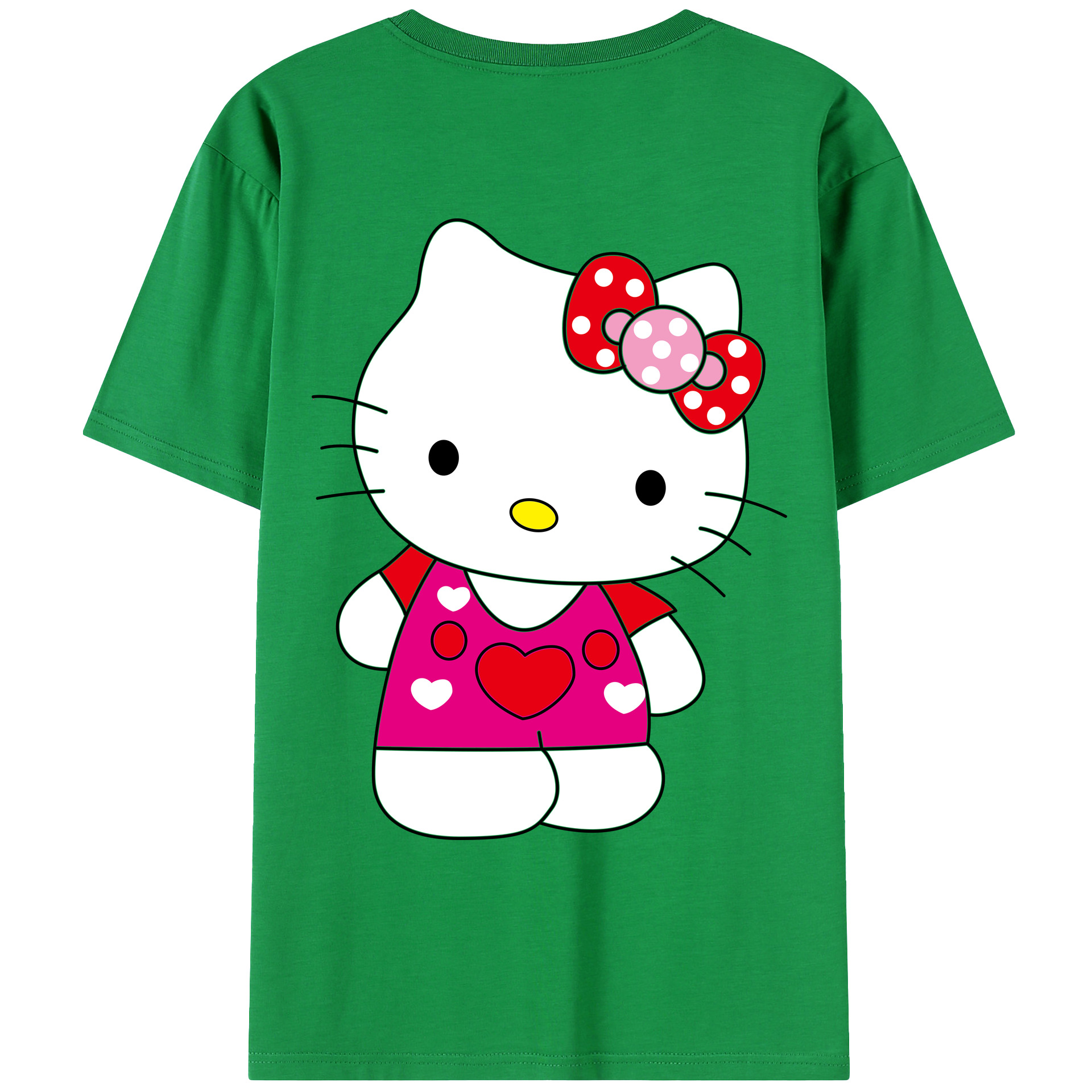 （画像用） Hello Kitty ハローキティ 綿100％ メンズ半袖Tシャツ（バックプリント） 通気性