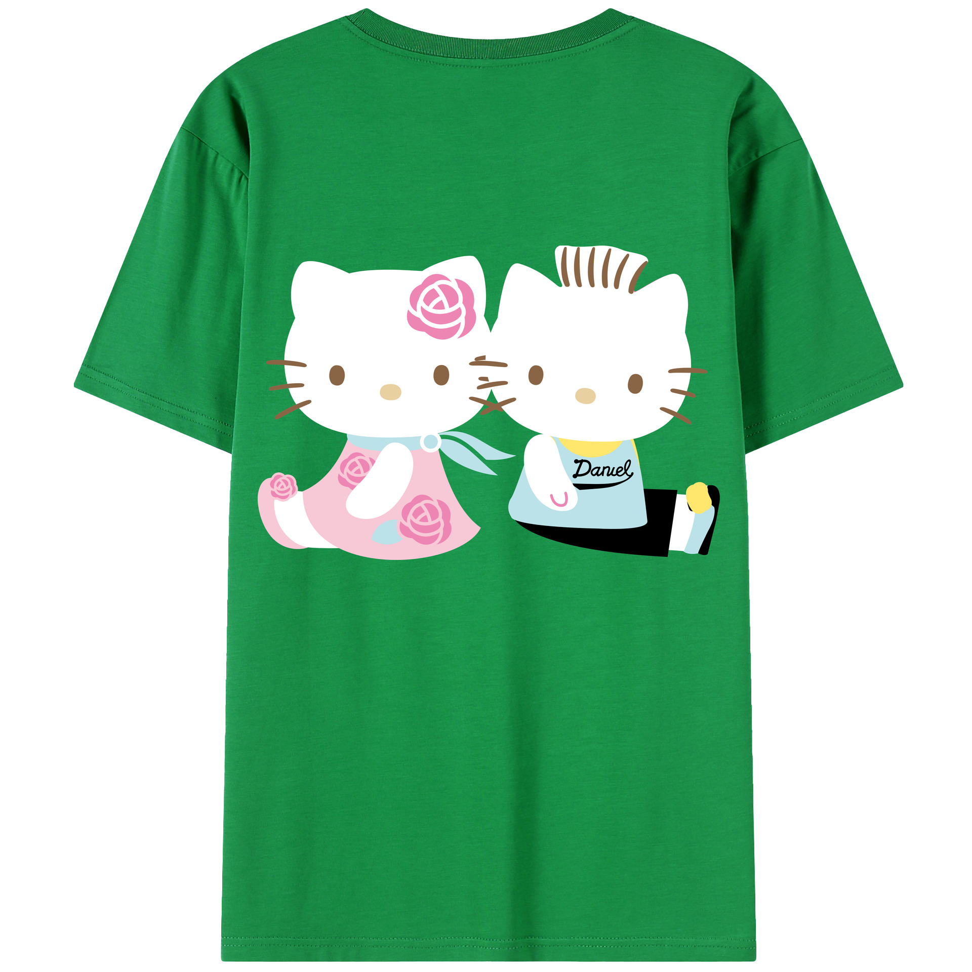 （画像用） Hello Kitty ハローキティ 綿100％ メンズ半袖Tシャツ（バックプリント） 通気性
