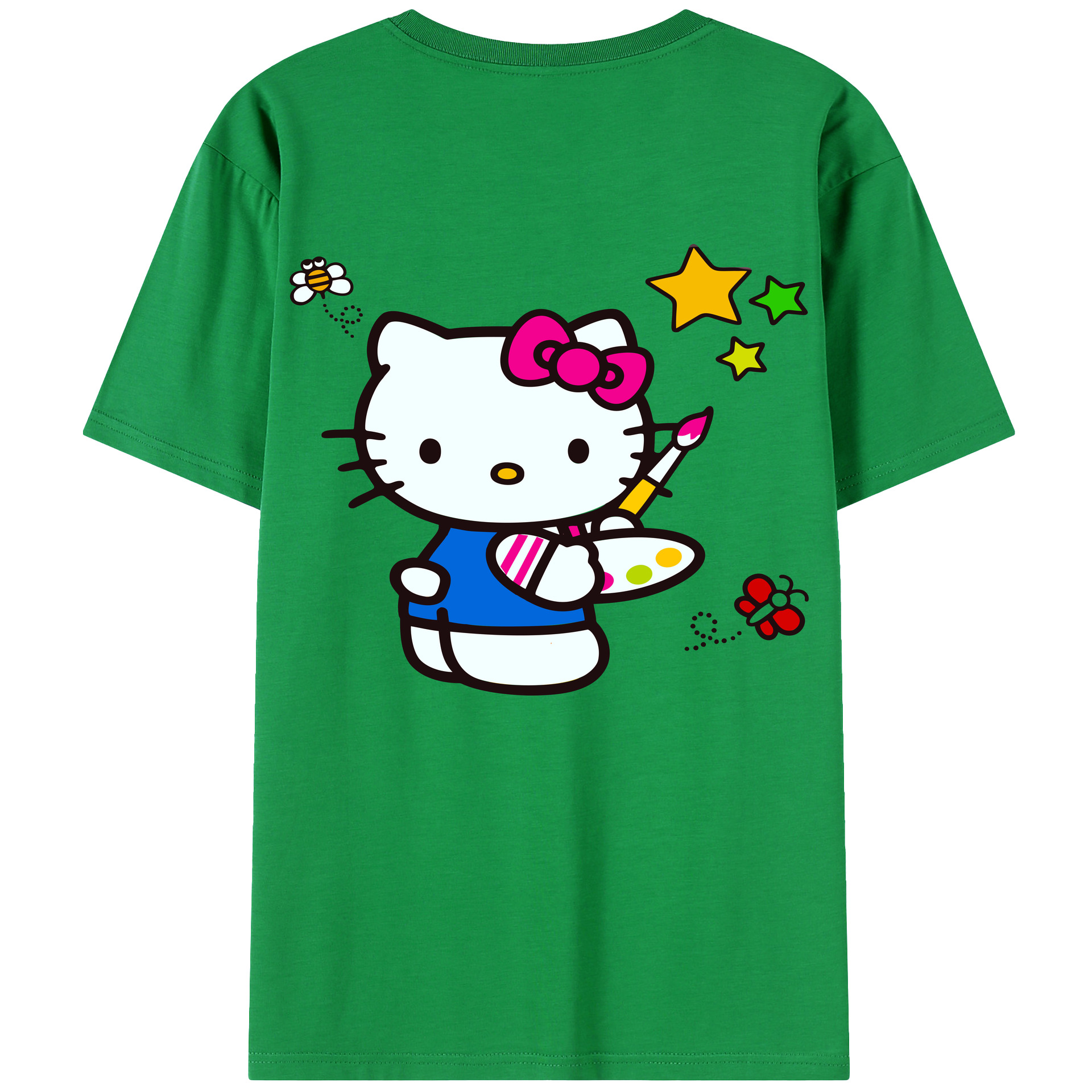 （画像用） Hello Kitty ハローキティ 綿100％ メンズ半袖Tシャツ（バックプリント） 通気性