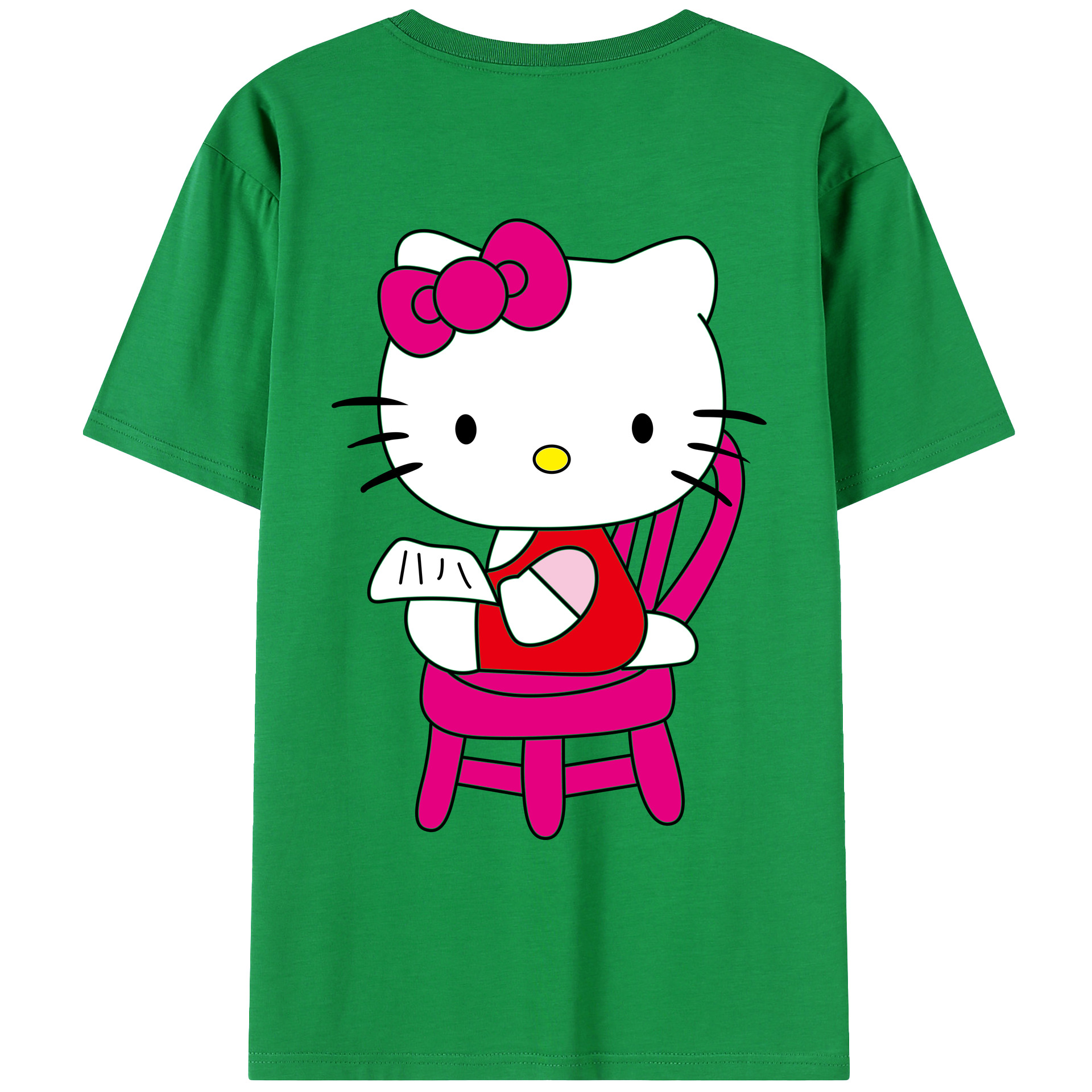 （画像用） Hello Kitty ハローキティ 綿100％ メンズ半袖Tシャツ（バックプリント） 通気性