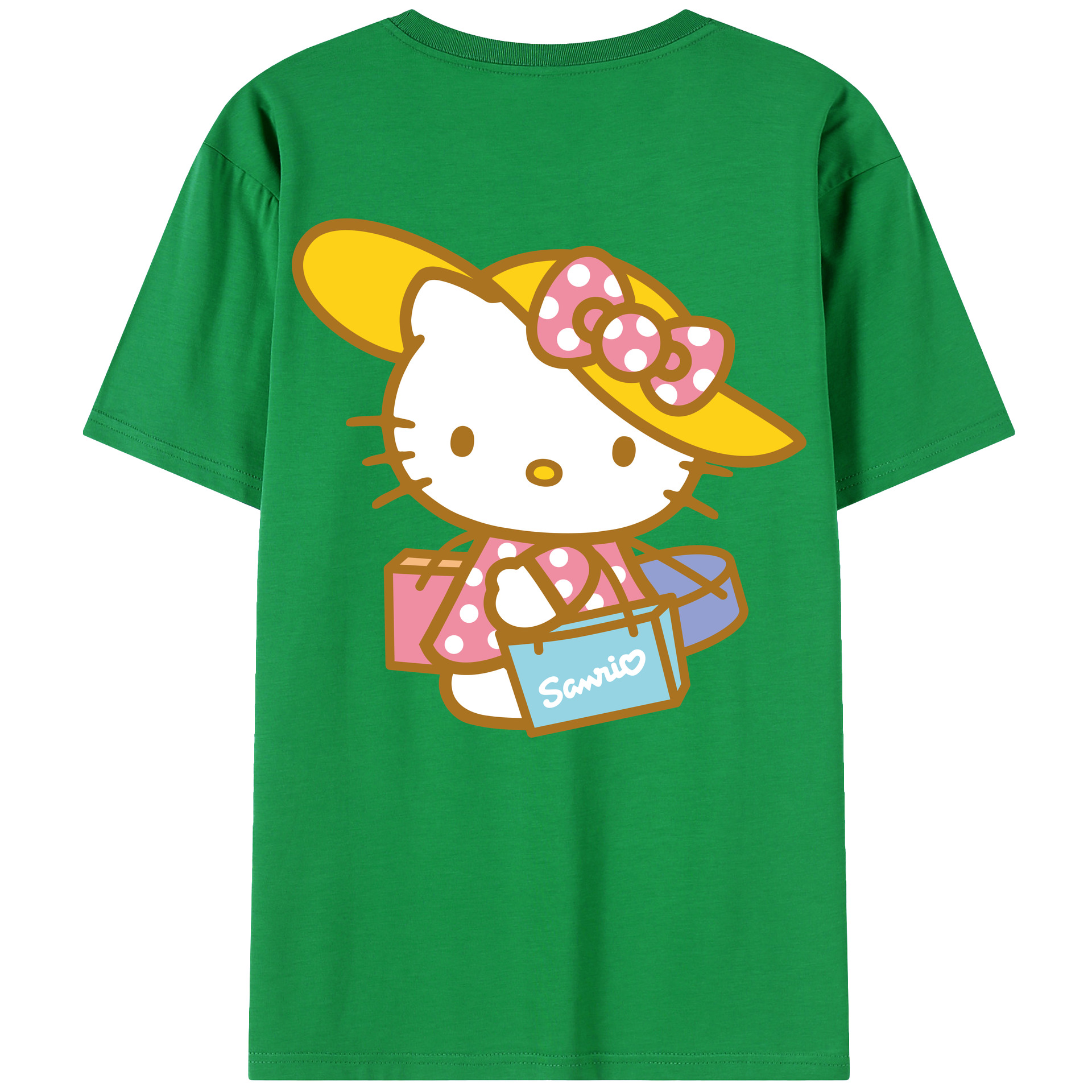 （画像用） Hello Kitty ハローキティ 綿100％ メンズ半袖Tシャツ（バックプリント） 通気性