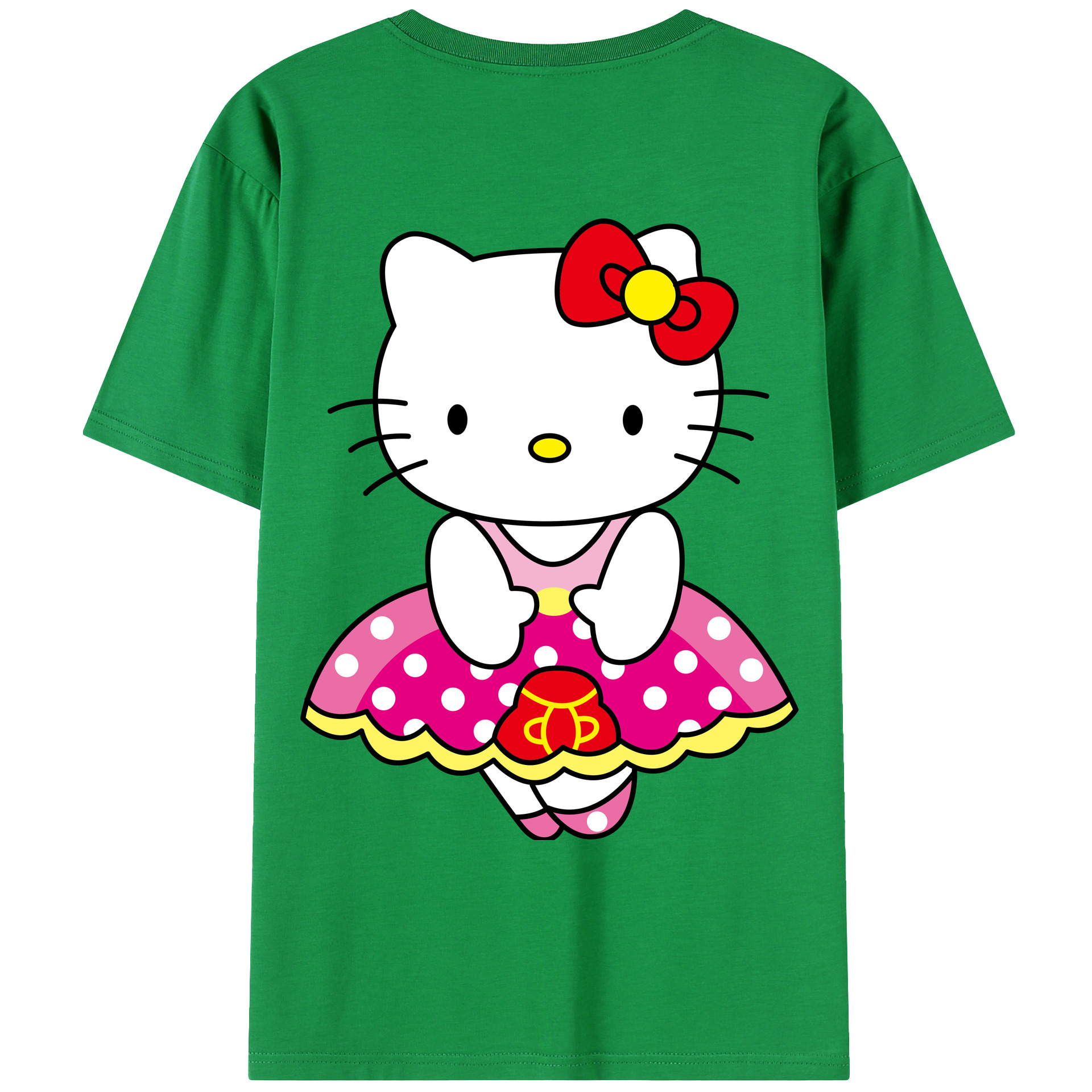 （画像用） Hello Kitty ハローキティ 綿100％ メンズ半袖Tシャツ（バックプリント） 通気性