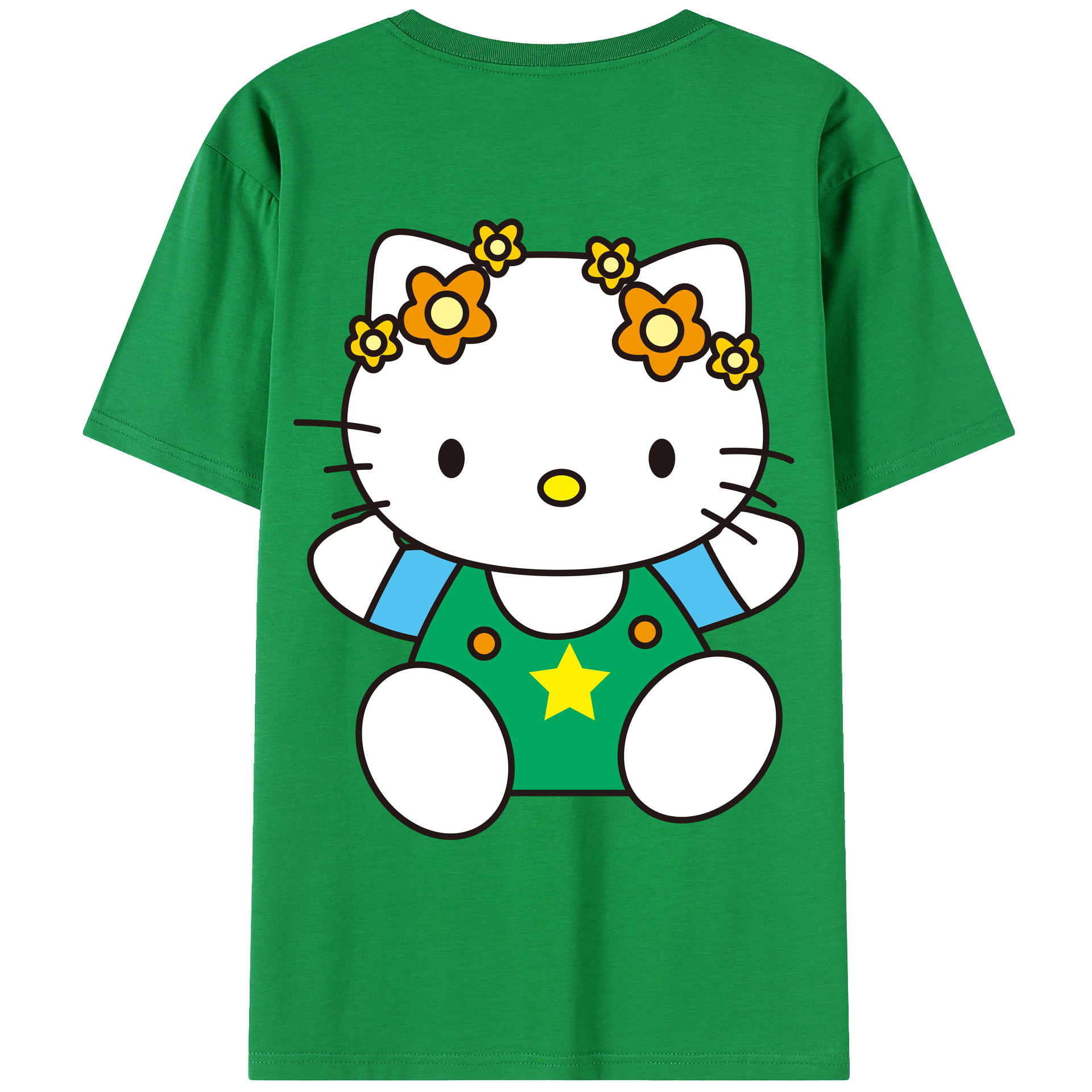（画像用） Hello Kitty ハローキティ 綿100％ メンズ半袖Tシャツ（バックプリント） 通気性