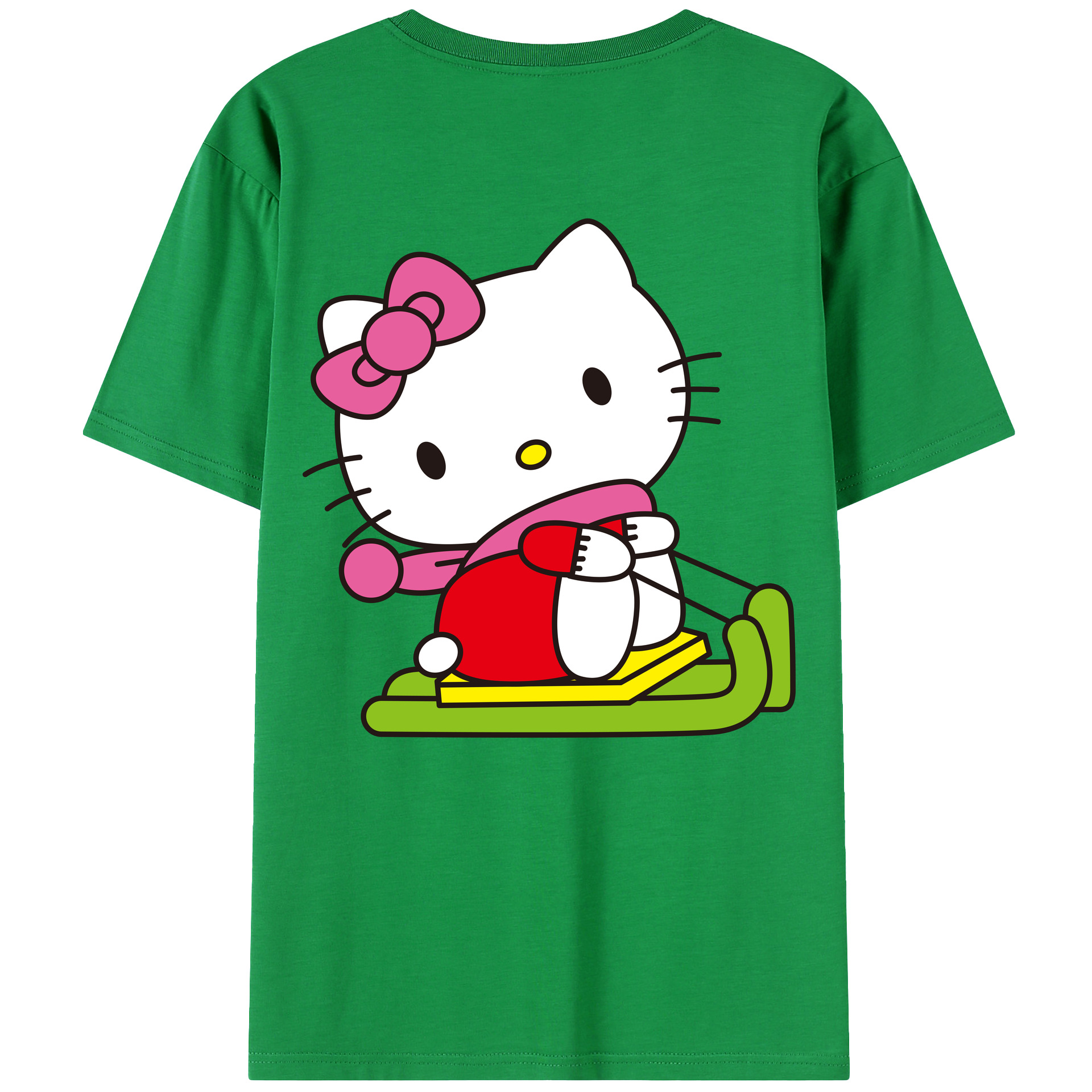 （画像用） Hello Kitty ハローキティ 綿100％ メンズ半袖Tシャツ（バックプリント） 通気性