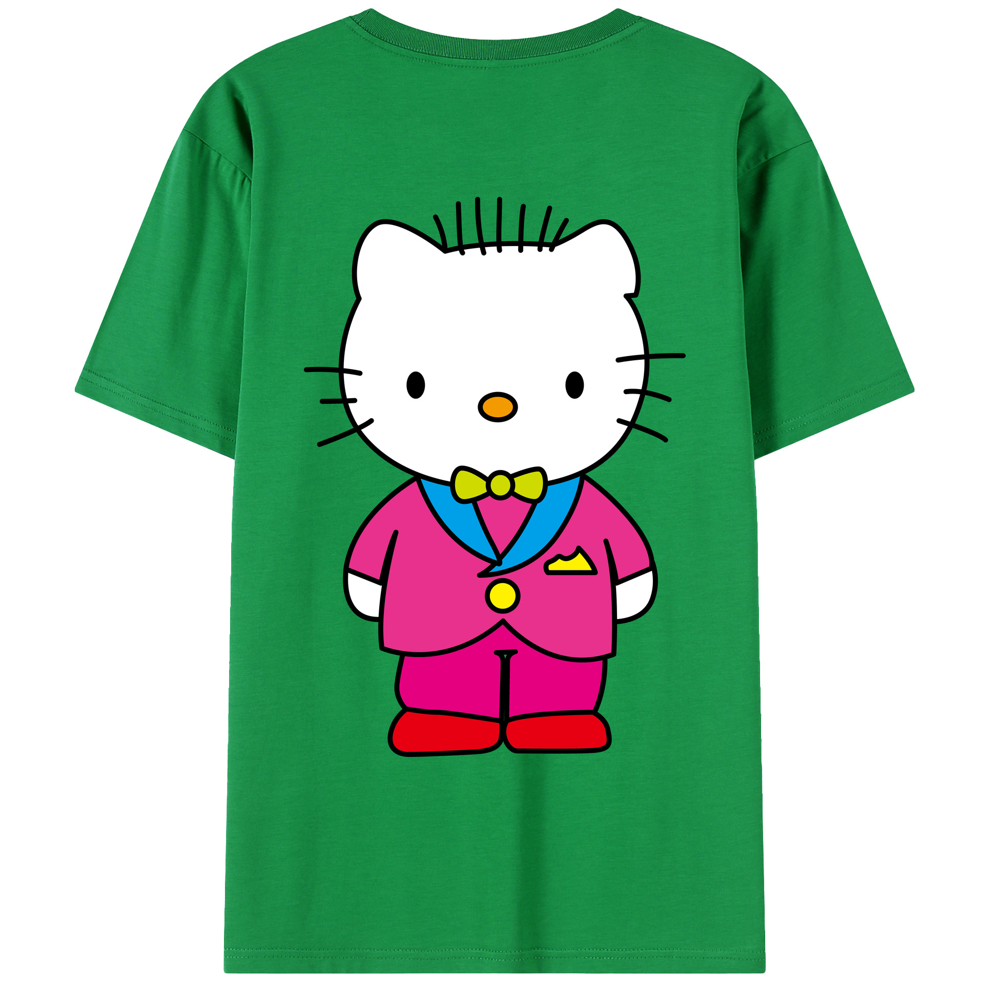 （画像用） Hello Kitty ハローキティ 綿100％ メンズ半袖Tシャツ（バックプリント） 通気性