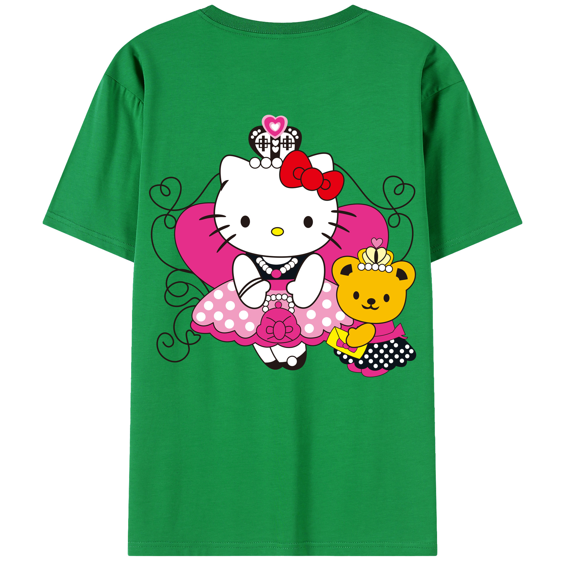 （画像用） Hello Kitty ハローキティ 綿100％ メンズ半袖Tシャツ（バックプリント） 通気性