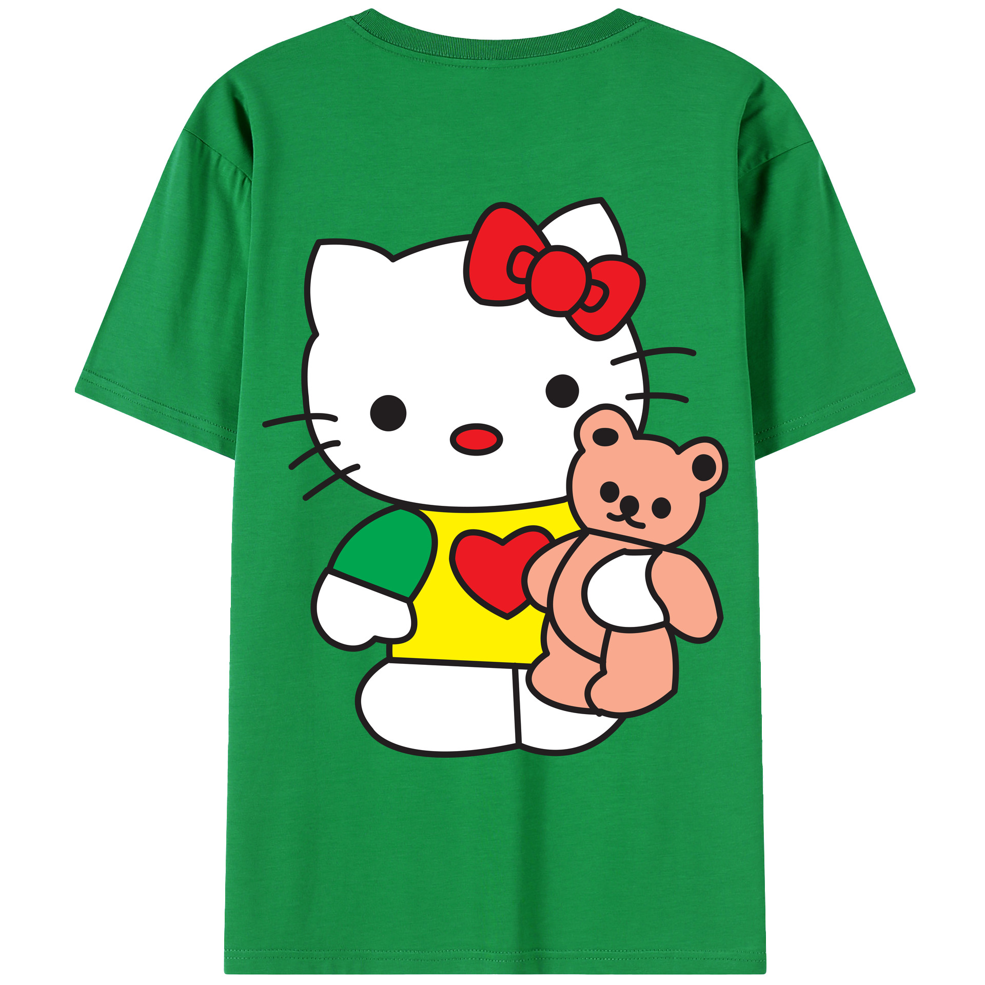 （画像用） Hello Kitty ハローキティ 綿100％ メンズ半袖Tシャツ（バックプリント） 通気性