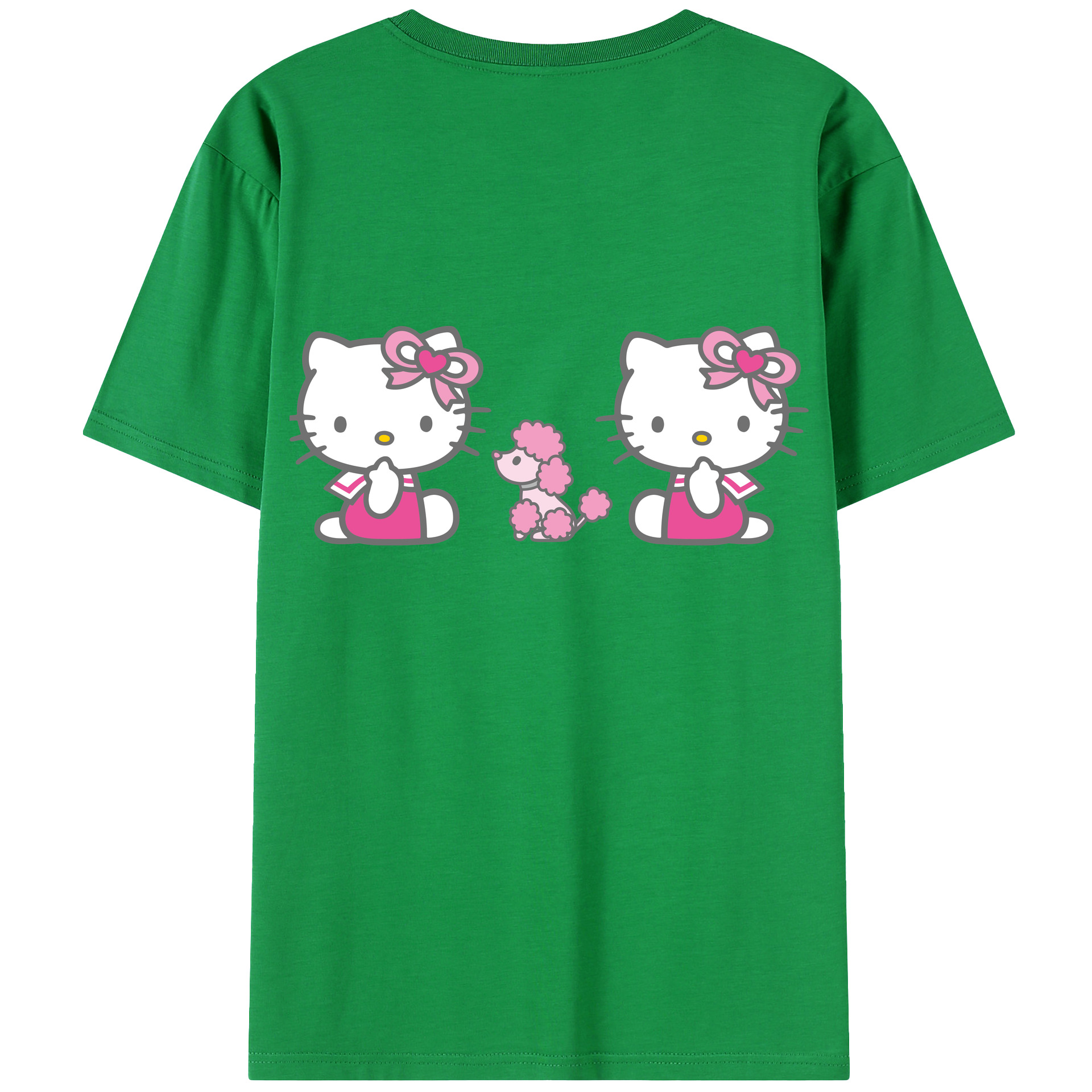 （画像用） Hello Kitty ハローキティ 綿100％ メンズ半袖Tシャツ（バックプリント） 通気性