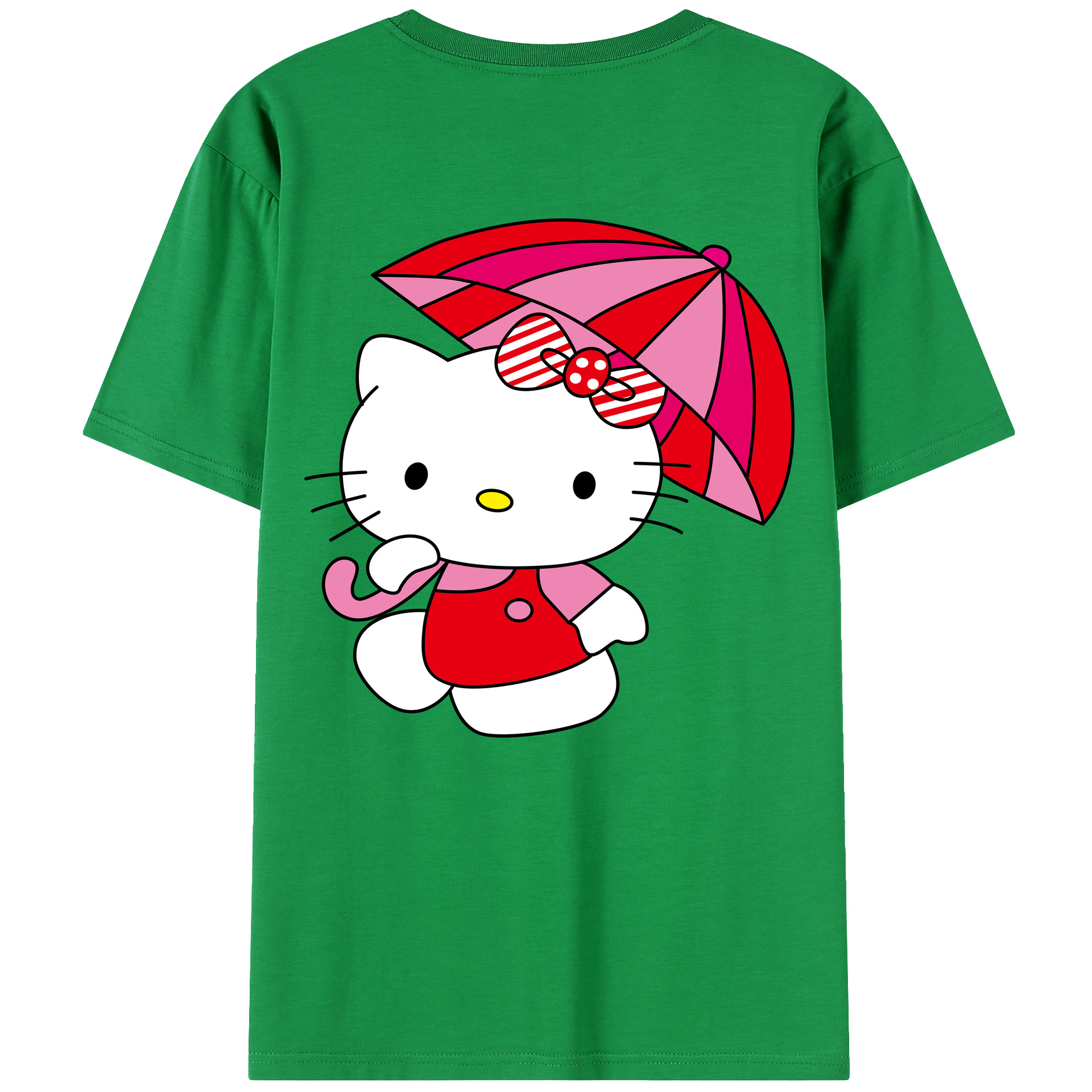 （画像用） Hello Kitty ハローキティ 綿100％ メンズ半袖Tシャツ（バックプリント） 通気性