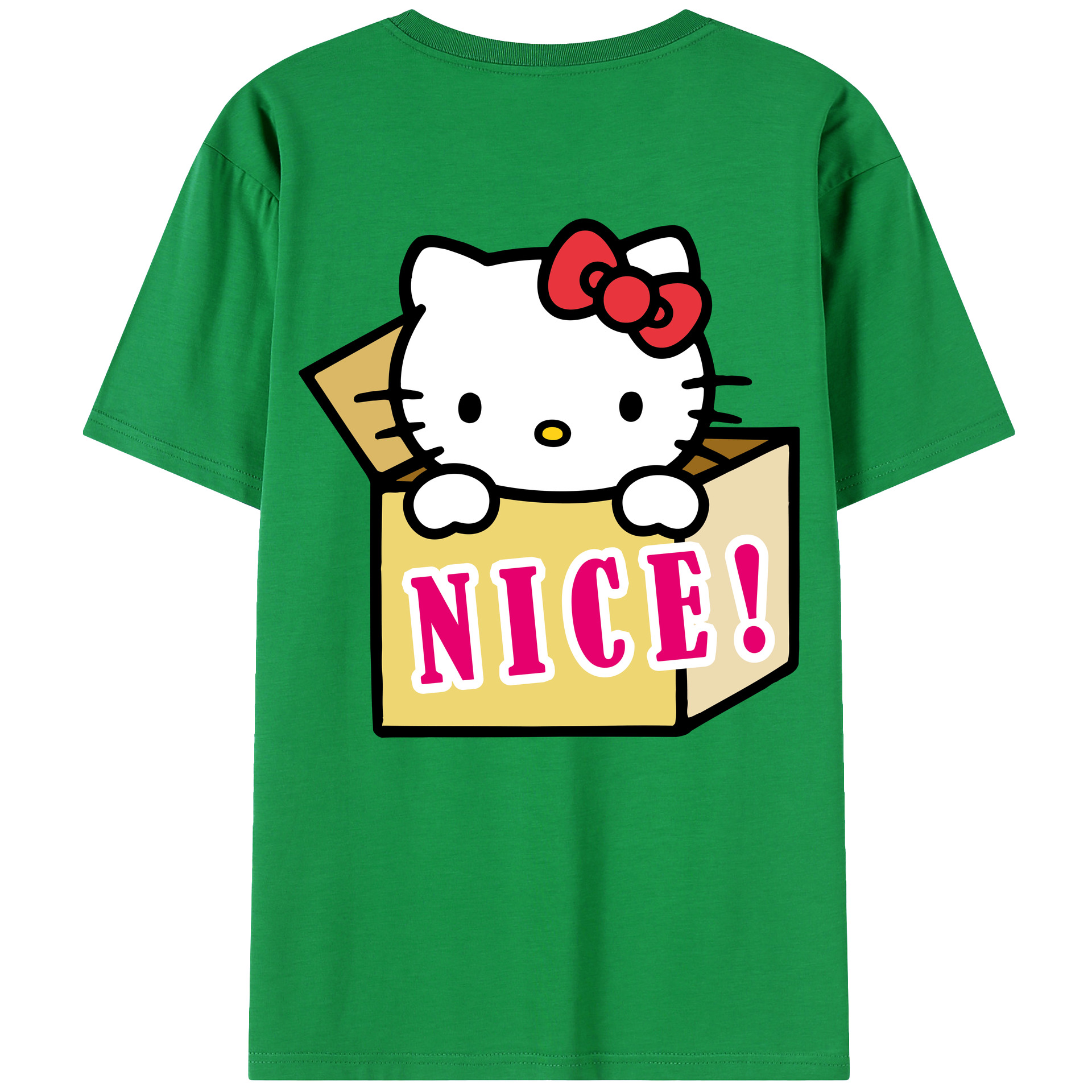 （画像用） Hello Kitty ハローキティ 綿100％ メンズ半袖Tシャツ（バックプリント） 通気性