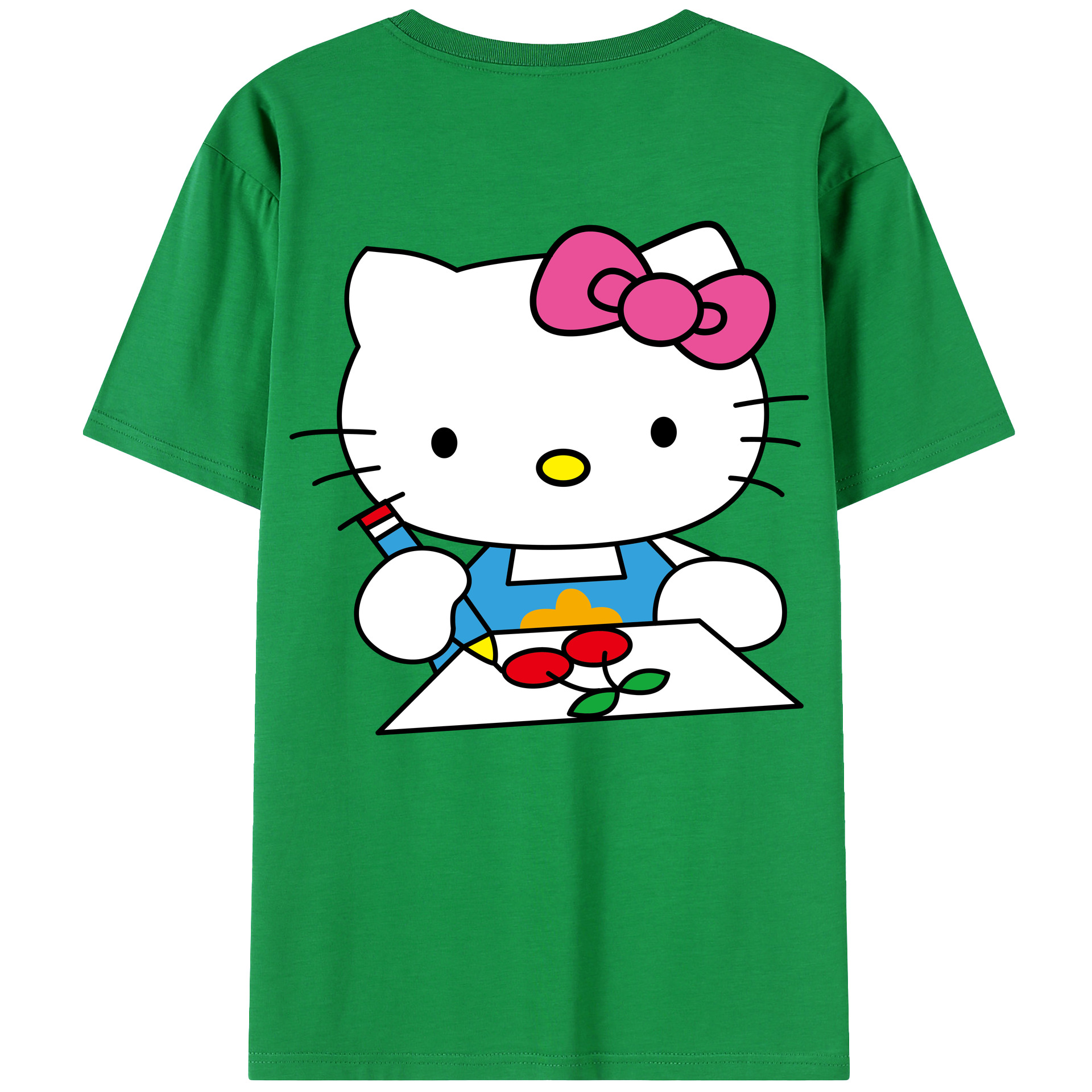 （画像用） Hello Kitty ハローキティ 綿100％ メンズ半袖Tシャツ（バックプリント） 通気性