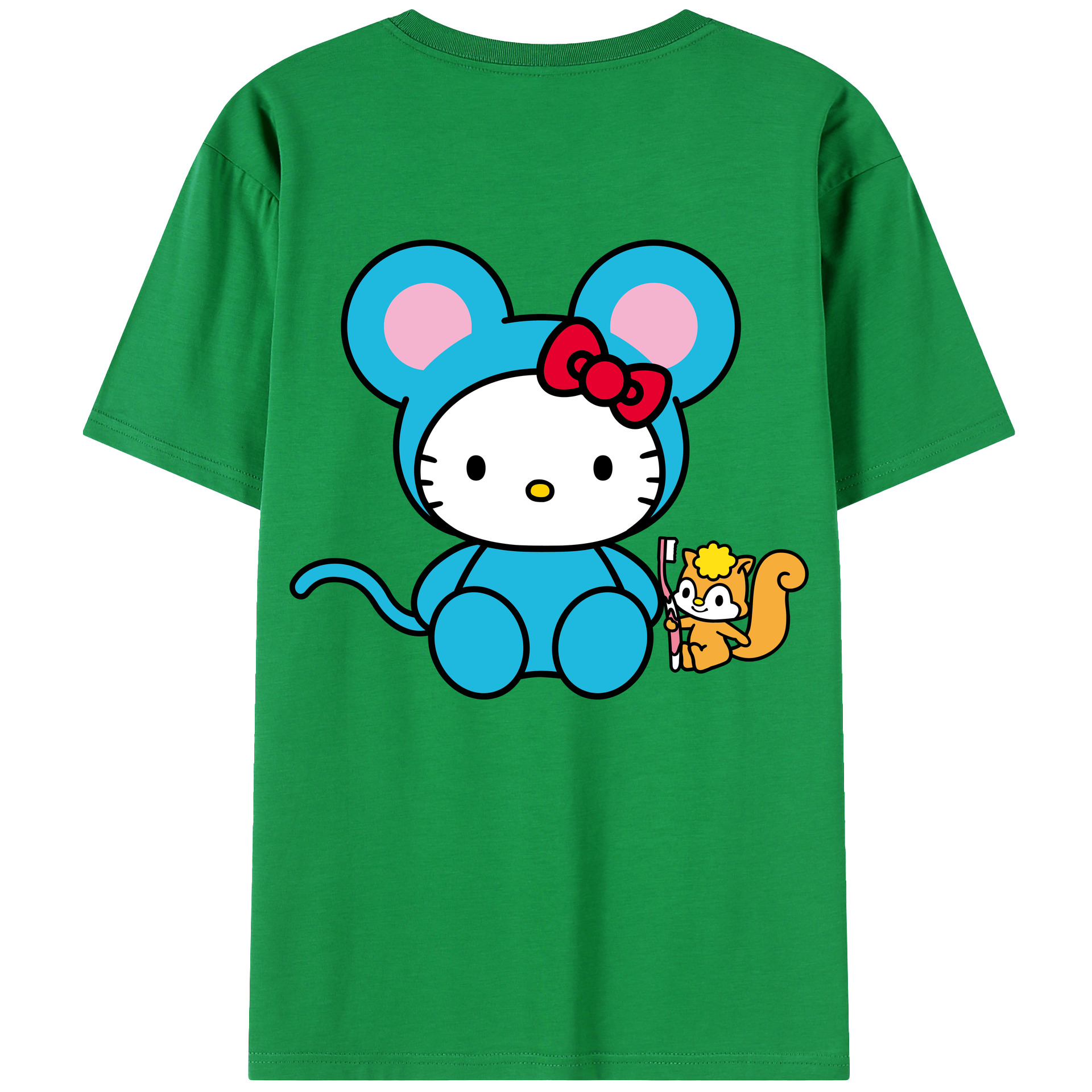 （画像用） Hello Kitty ハローキティ 綿100％ メンズ半袖Tシャツ（バックプリント） 通気性