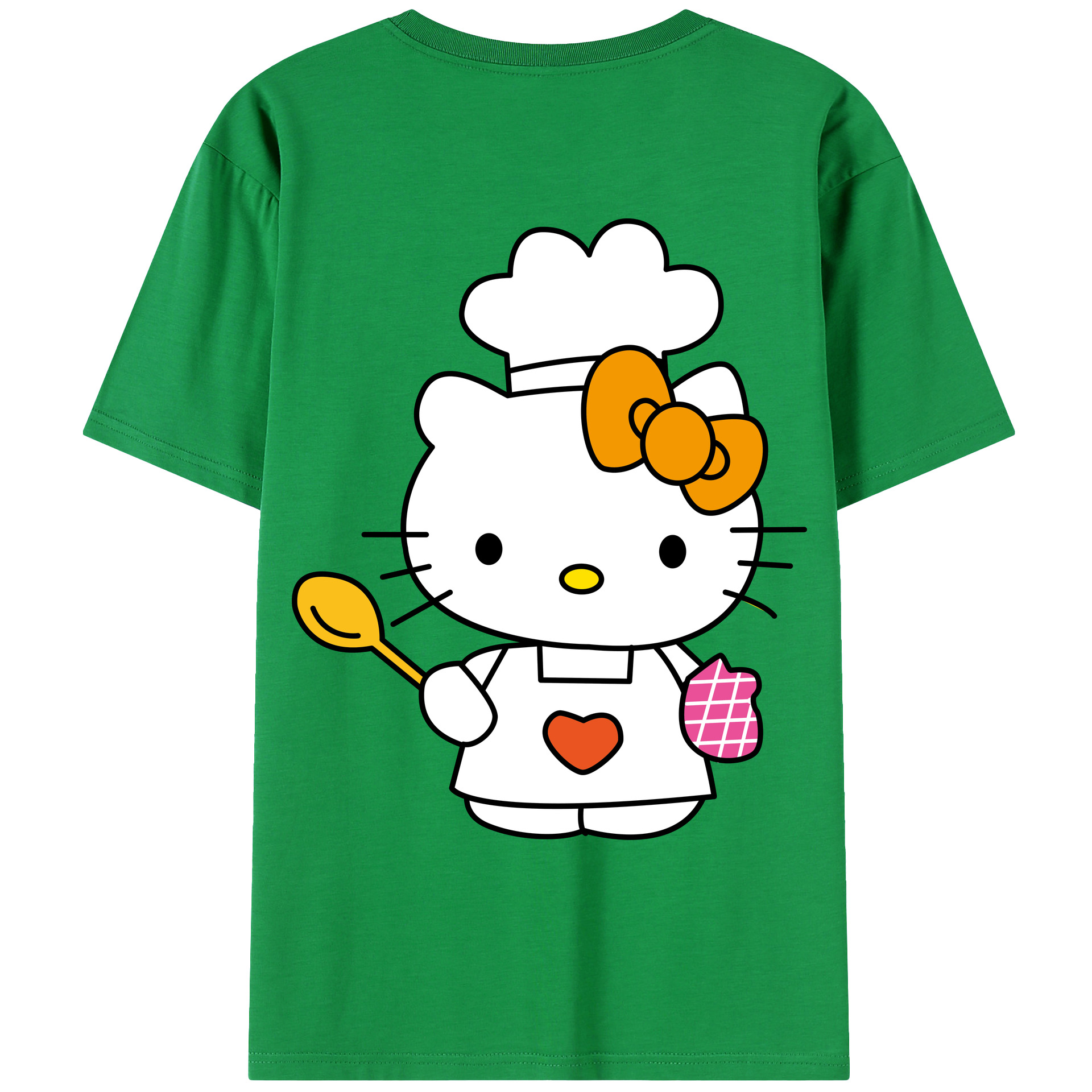 （画像用） Hello Kitty ハローキティ 綿100％ メンズ半袖Tシャツ（バックプリント） 通気性
