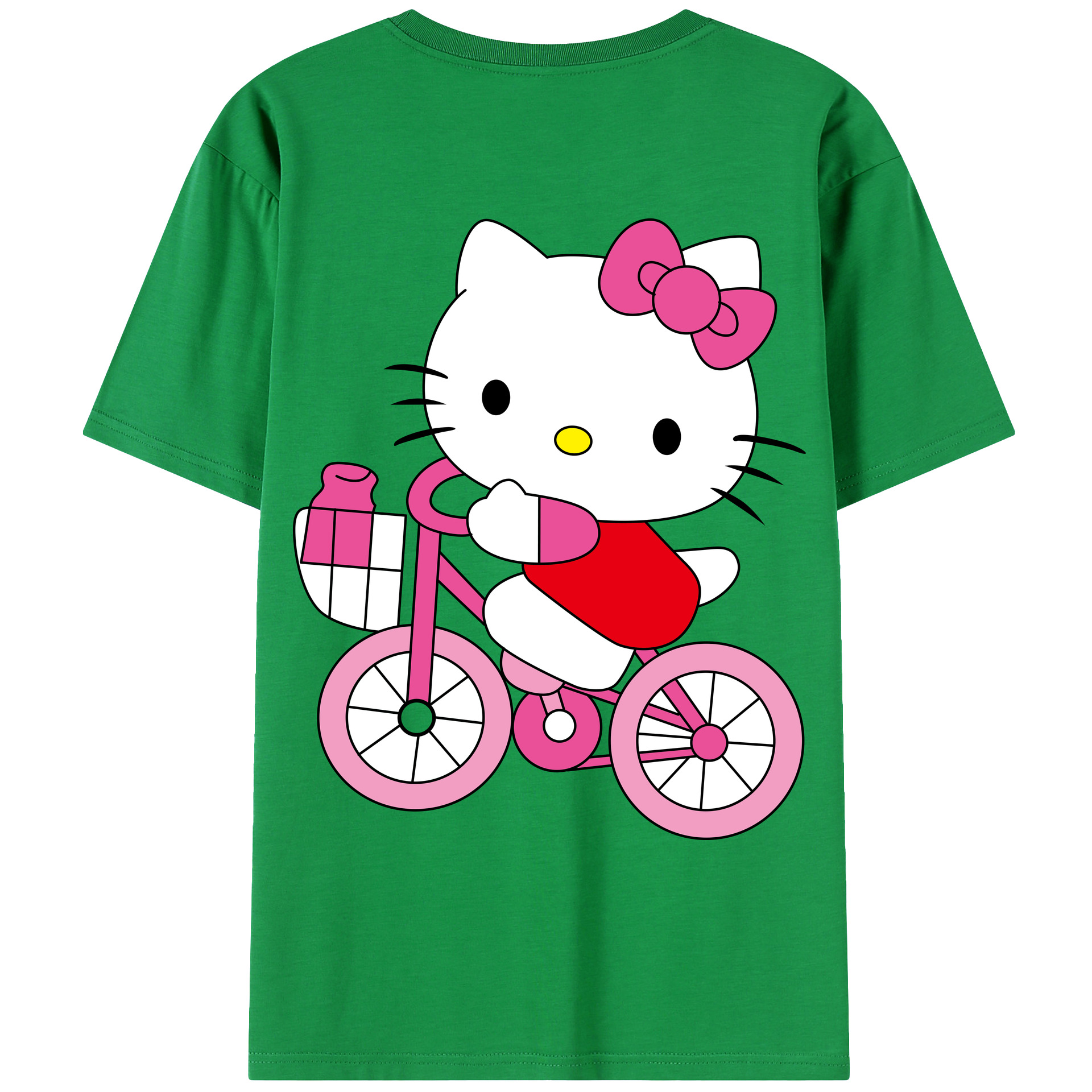 （画像用） Hello Kitty ハローキティ 綿100％ メンズ半袖Tシャツ（バックプリント） 通気性