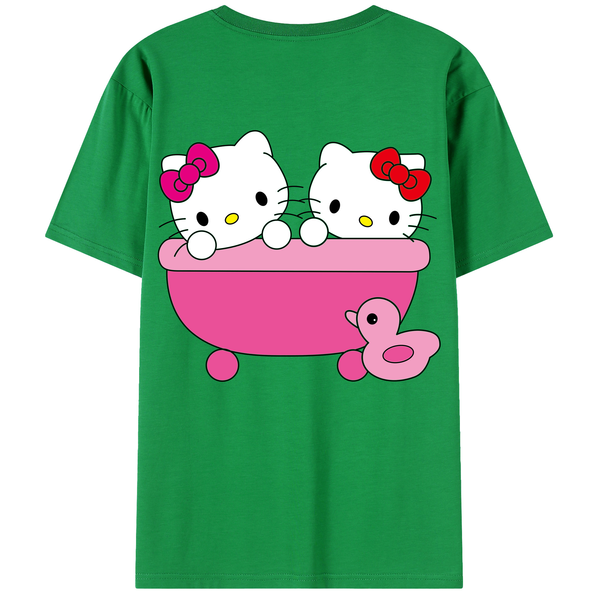 （画像用） Hello Kitty ハローキティ 綿100％ メンズ半袖Tシャツ（バックプリント） 通気性