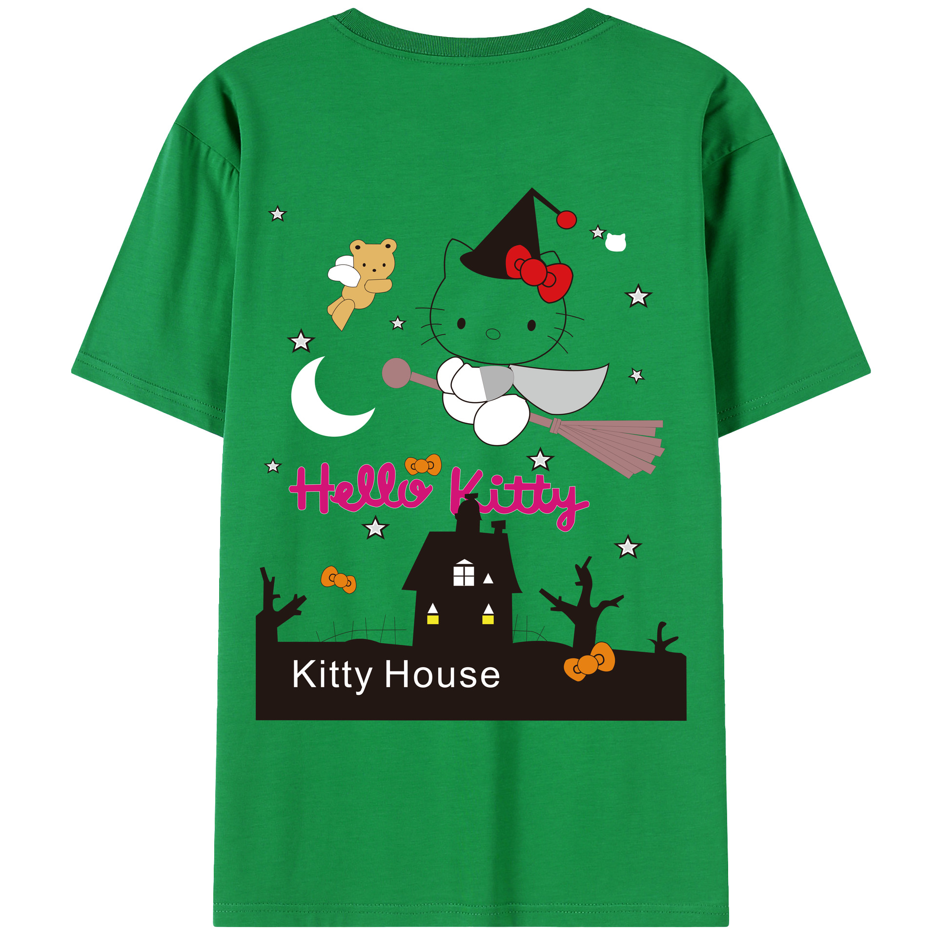（画像用） Hello Kitty ハローキティ 綿100％ メンズ半袖Tシャツ（バックプリント） 通気性