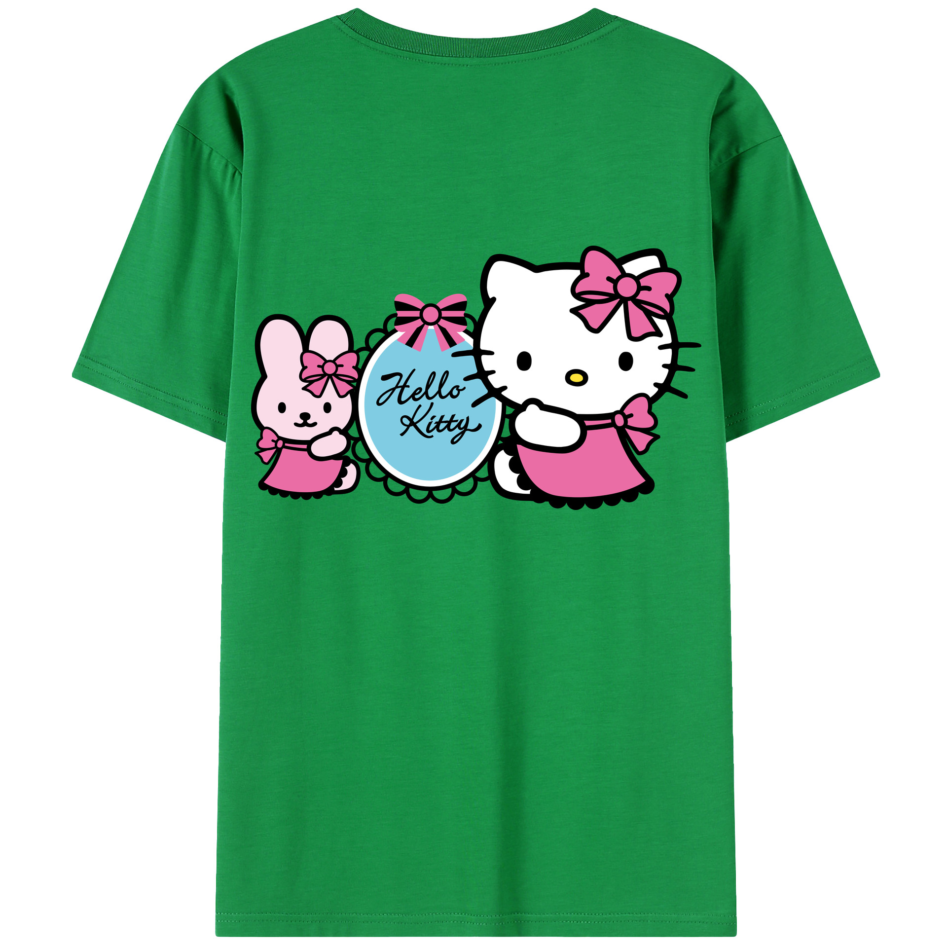 （画像用） Hello Kitty ハローキティ 綿100％ メンズ半袖Tシャツ（バックプリント） 通気性