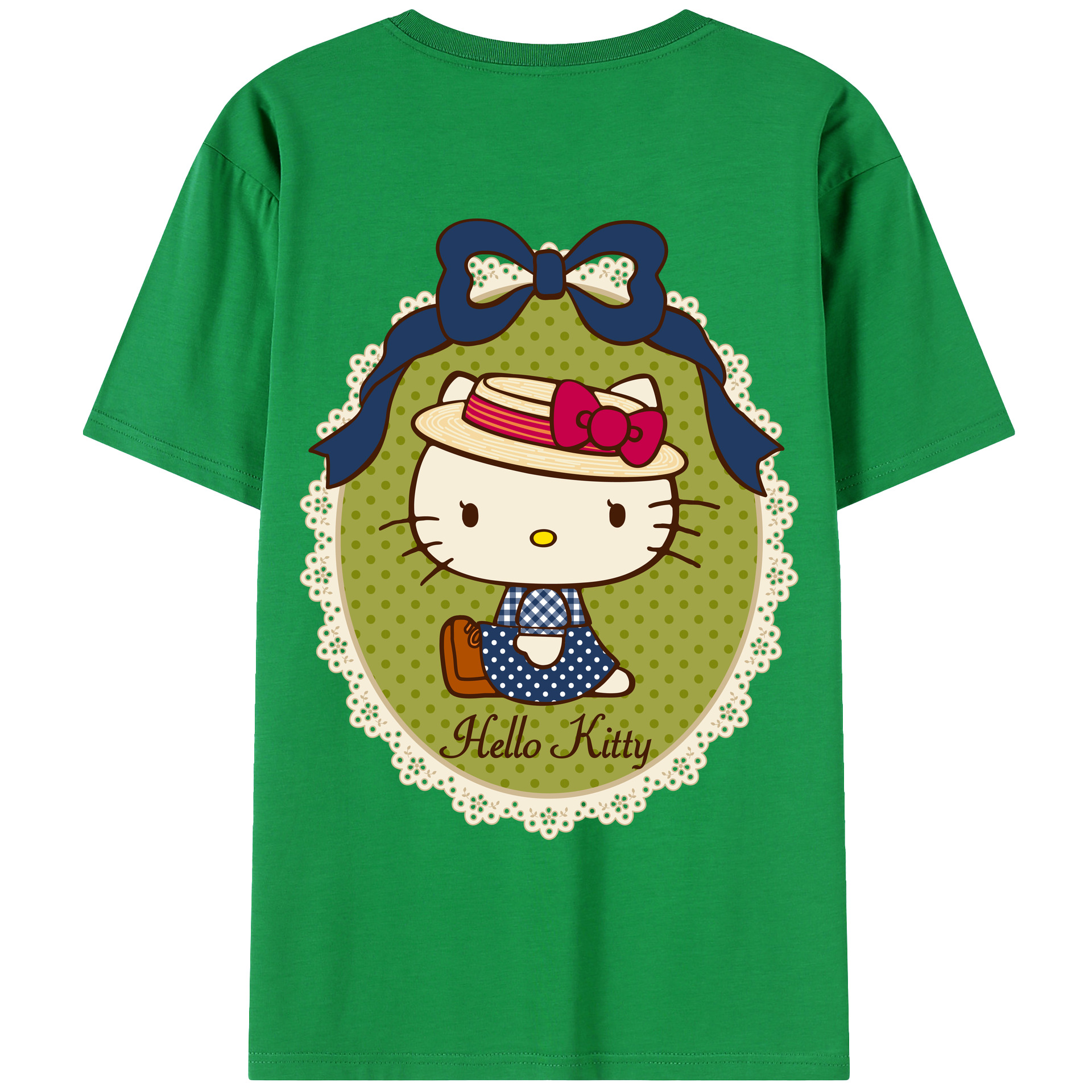 （画像用） Hello Kitty ハローキティ 綿100％ メンズ半袖Tシャツ（バックプリント） 通気性