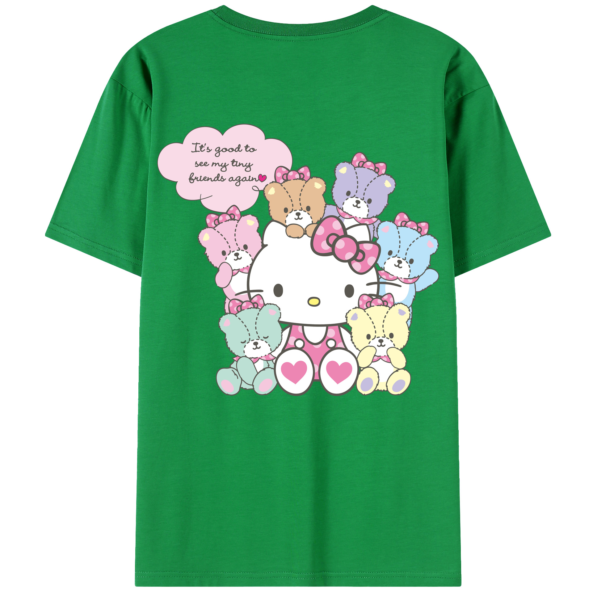（画像用） Hello Kitty ハローキティ 綿100％ メンズ半袖Tシャツ（バックプリント） 通気性