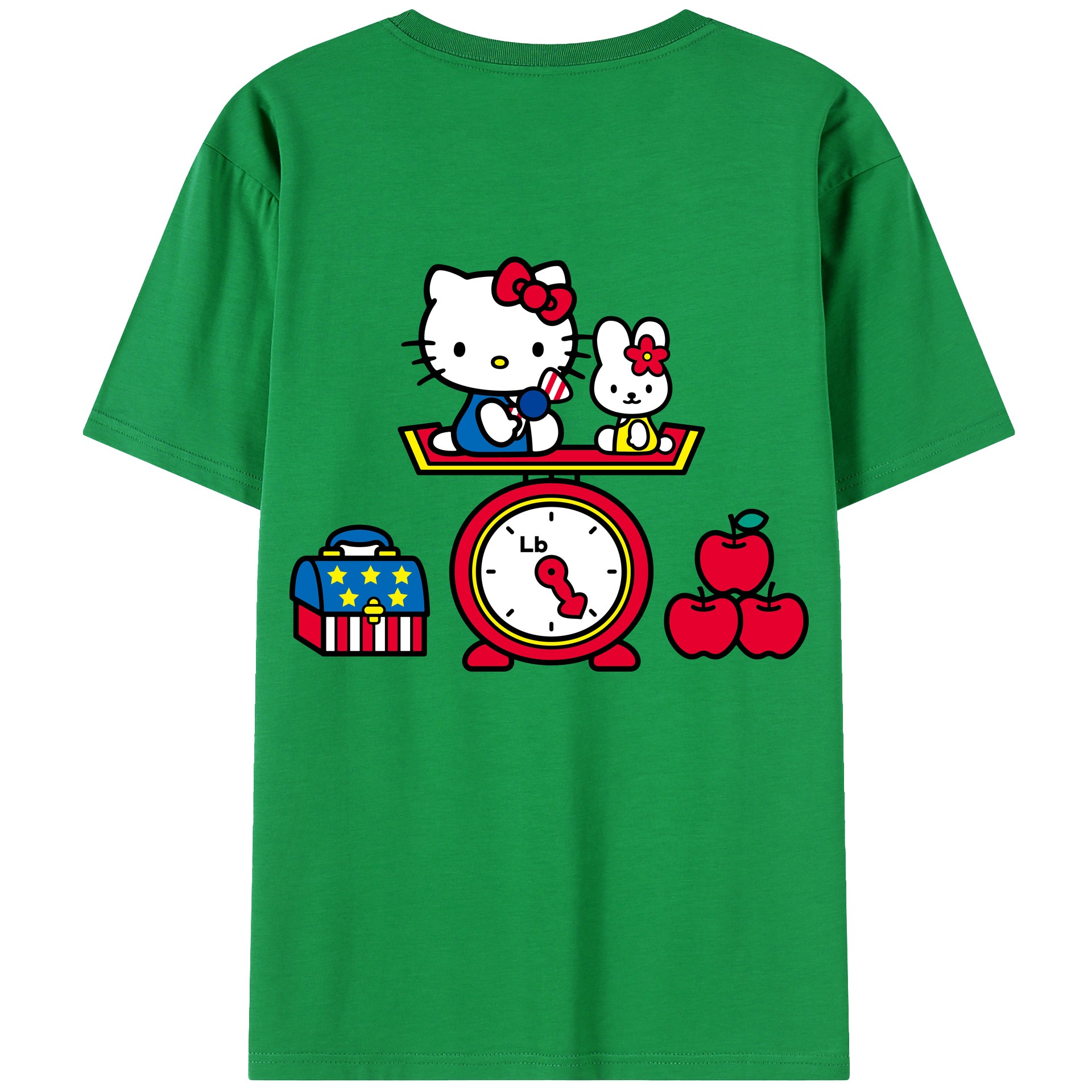 （画像用） Hello Kitty ハローキティ 綿100％ メンズ半袖Tシャツ（バックプリント） 通気性
