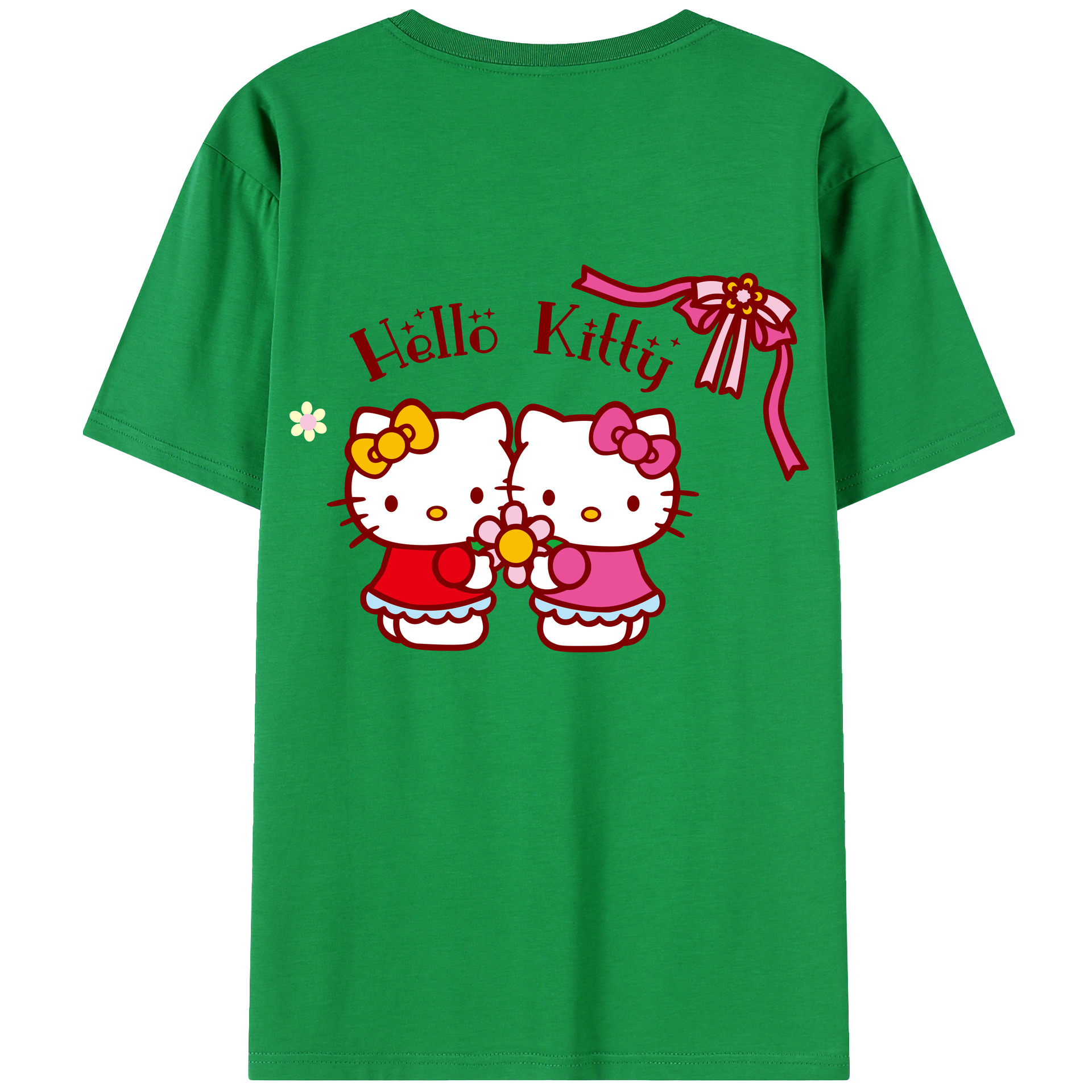 （画像用） Hello Kitty ハローキティ 綿100％ メンズ半袖Tシャツ（バックプリント） 通気性