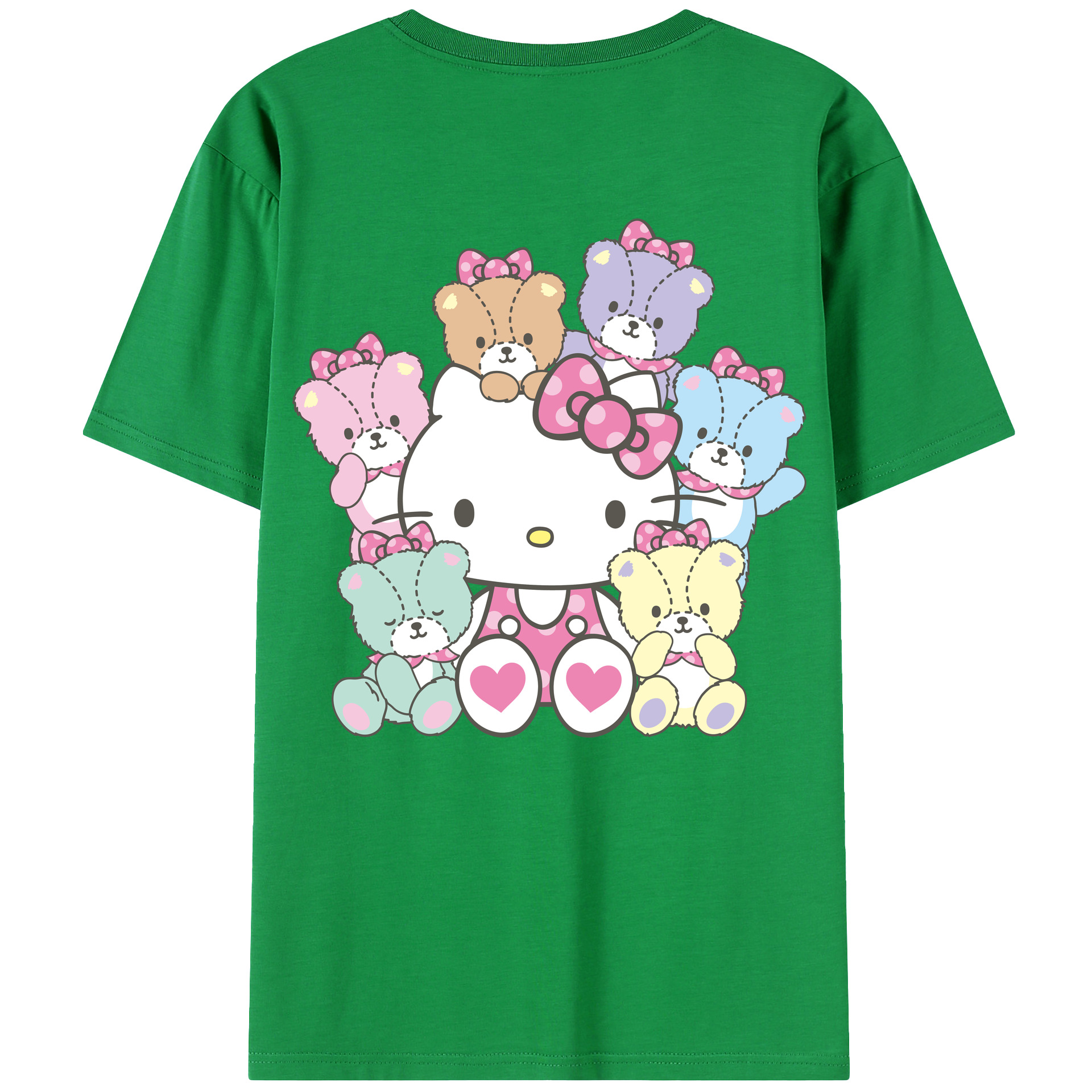 （画像用） Hello Kitty ハローキティ 綿100％ メンズ半袖Tシャツ（バックプリント） 通気性