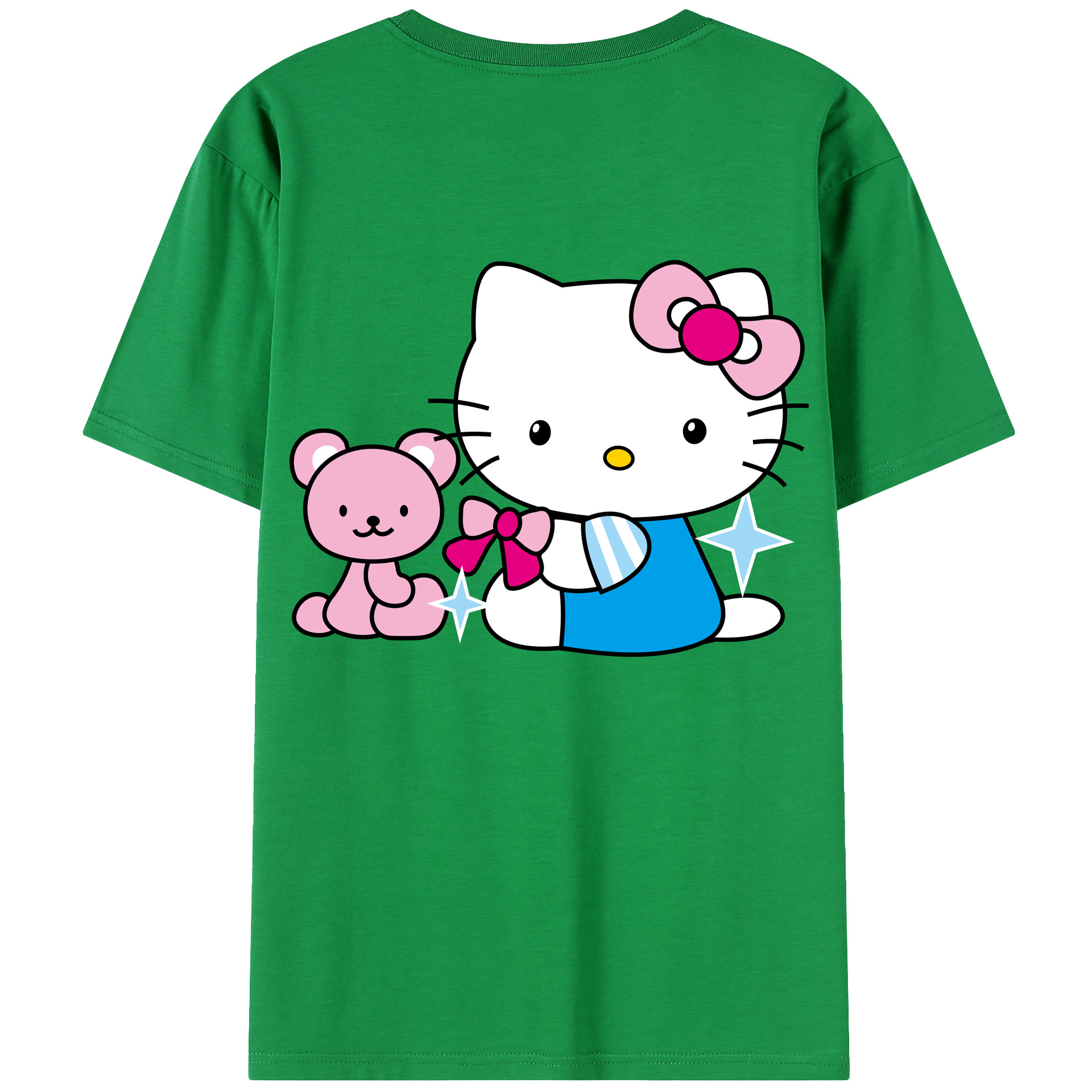 （画像用） Hello Kitty ハローキティ 綿100％ メンズ半袖Tシャツ（バックプリント） 通気性