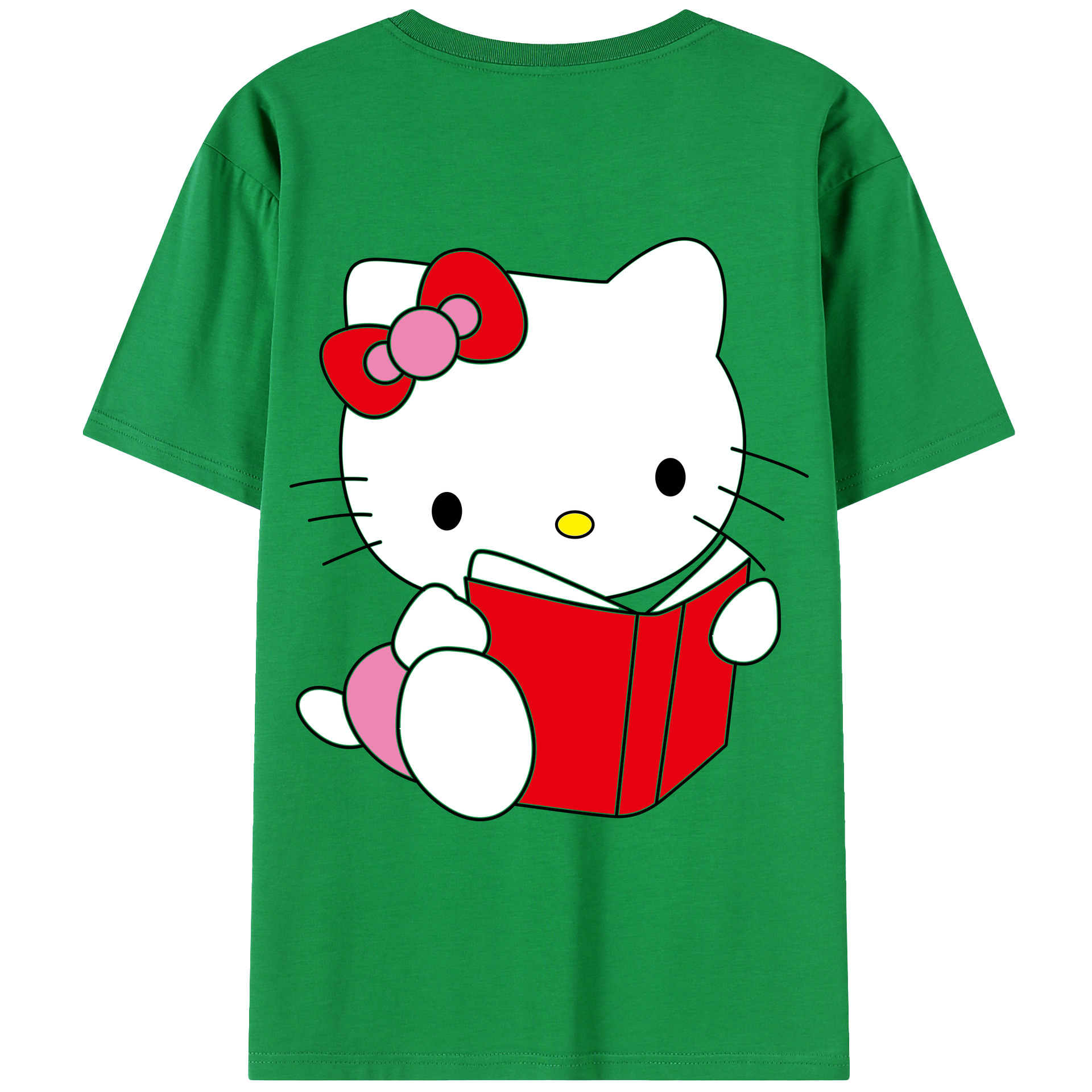 （画像用） Hello Kitty ハローキティ 綿100％ メンズ半袖Tシャツ（バックプリント） 通気性