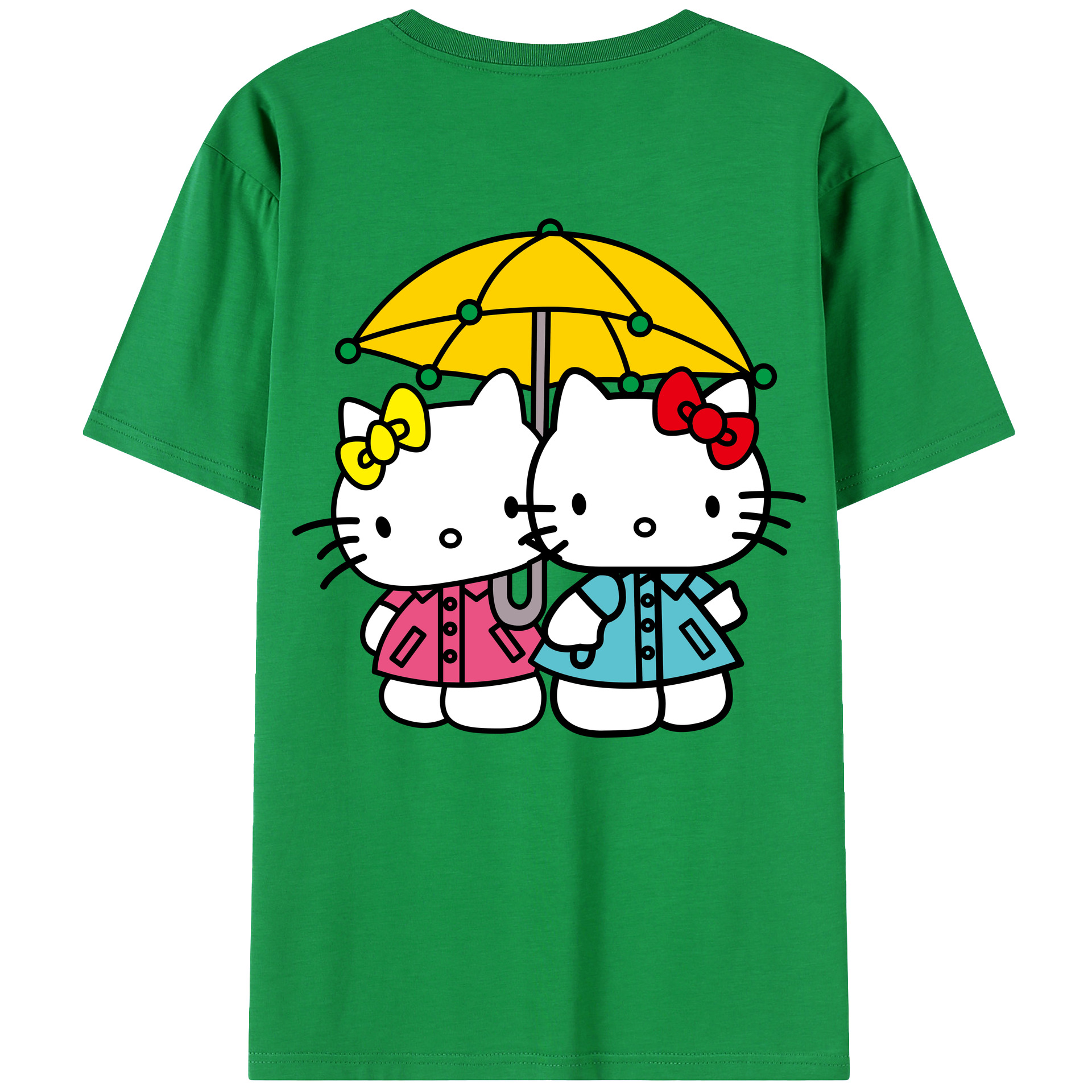 （画像用） Hello Kitty ハローキティ 綿100％ メンズ半袖Tシャツ（バックプリント） 通気性
