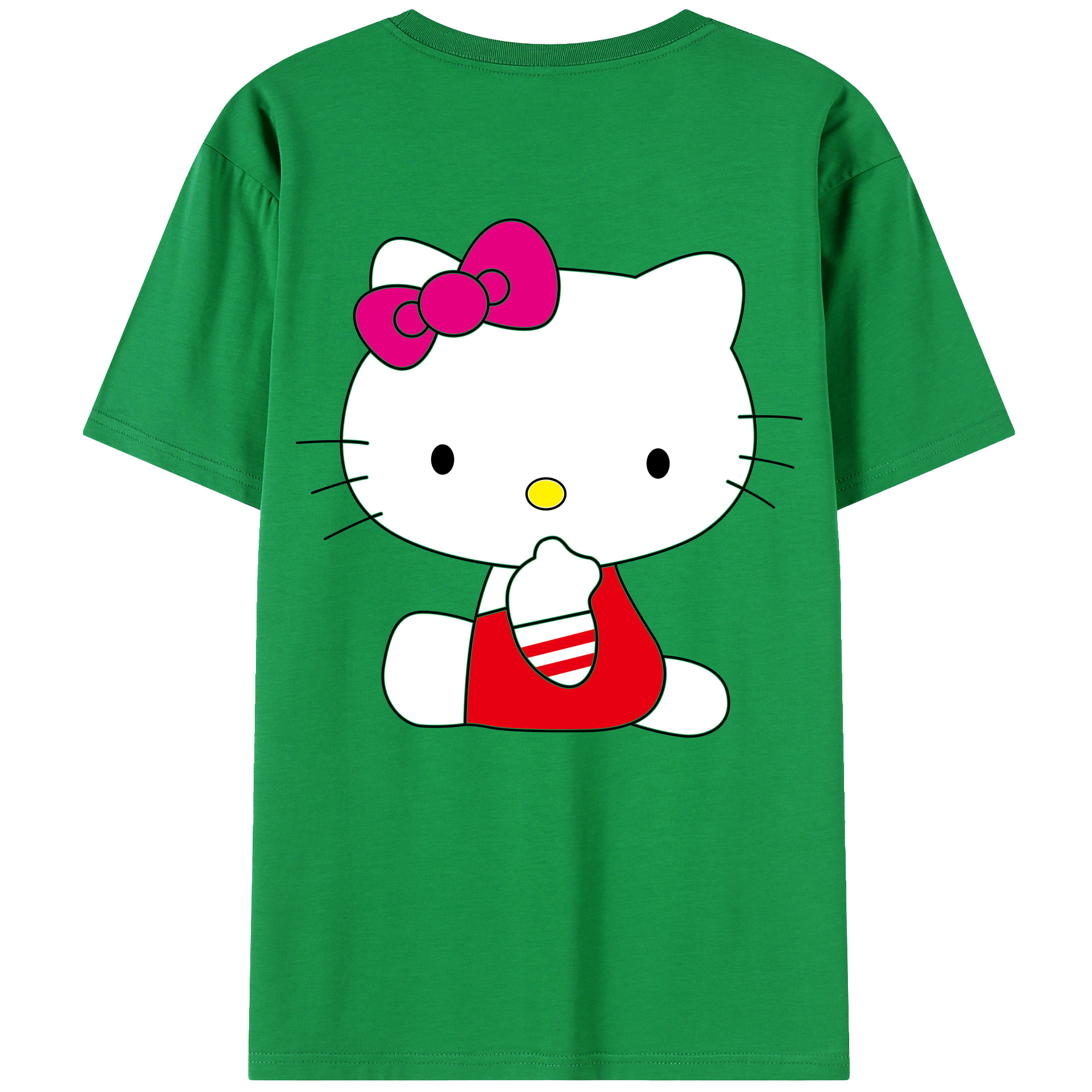 （画像用） Hello Kitty ハローキティ 綿100％ メンズ半袖Tシャツ（バックプリント） 通気性