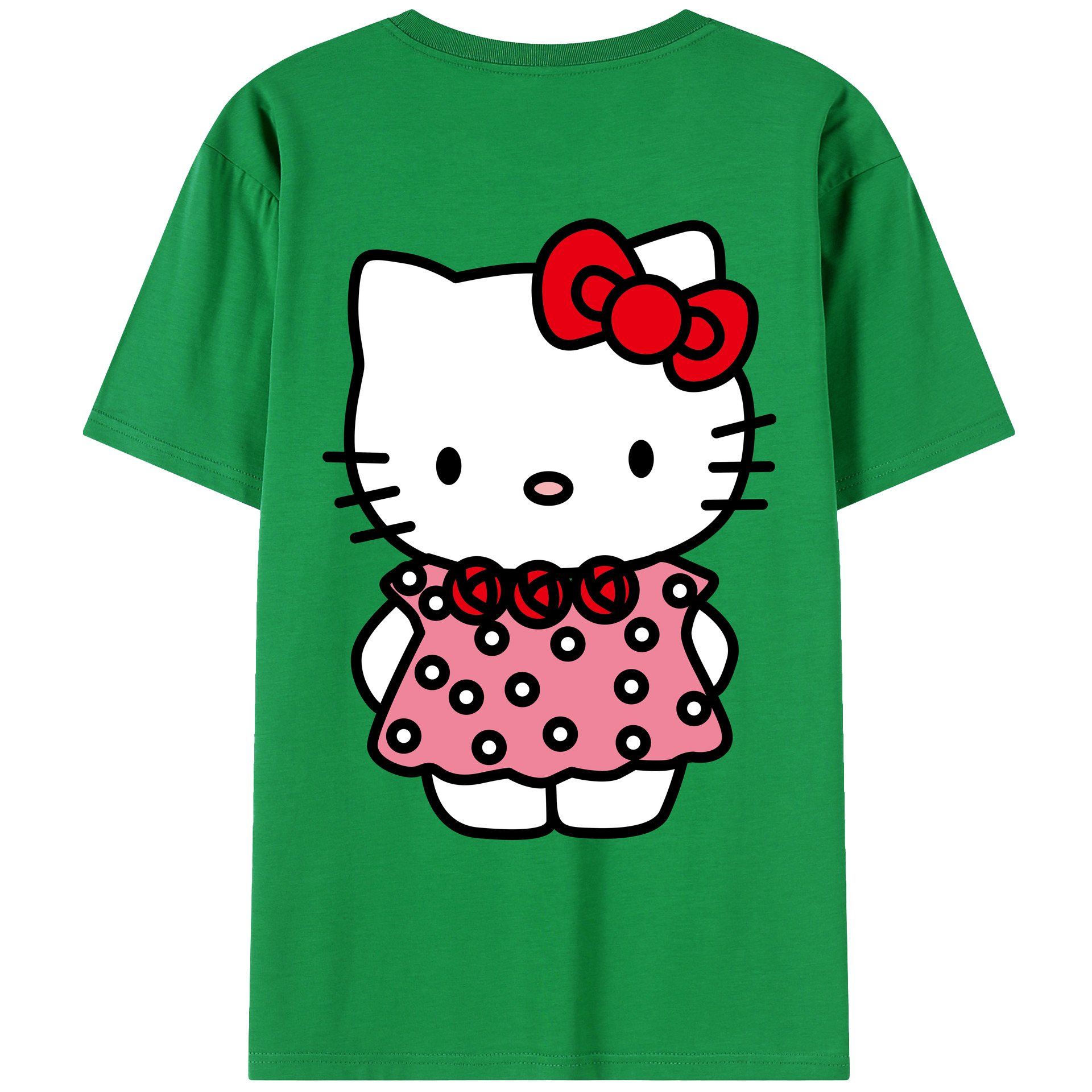 （画像用） Hello Kitty ハローキティ 綿100％ メンズ半袖Tシャツ（バックプリント） 通気性