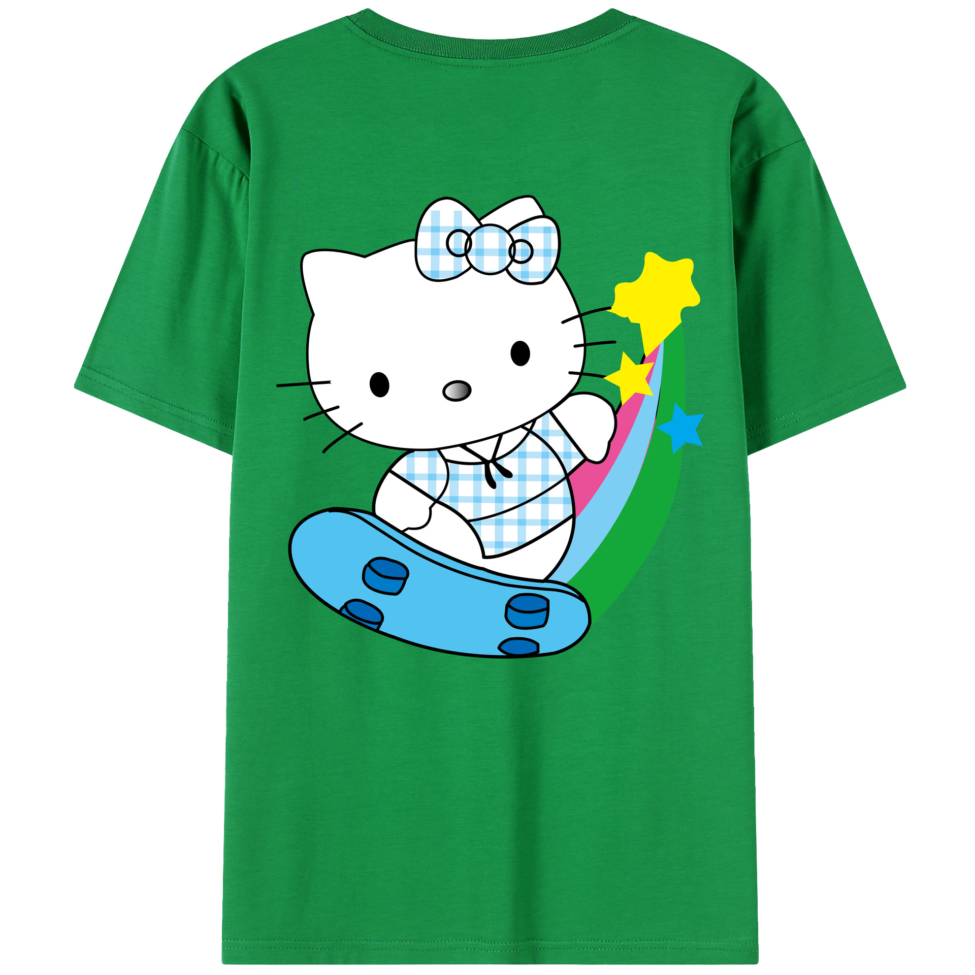 （画像用） Hello Kitty ハローキティ 綿100％ メンズ半袖Tシャツ（バックプリント） 通気性