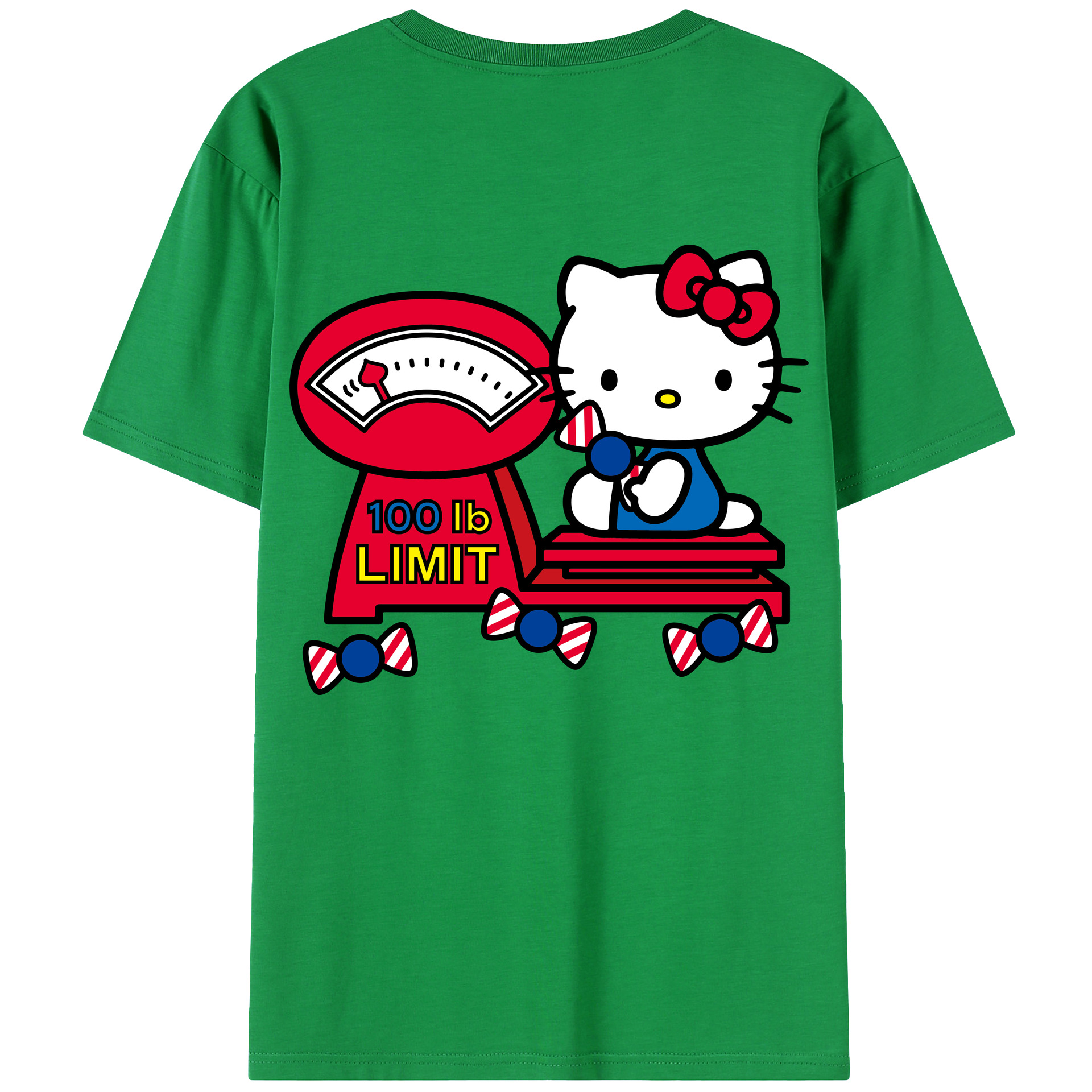 （画像用） Hello Kitty ハローキティ 綿100％ メンズ半袖Tシャツ（バックプリント） 通気性