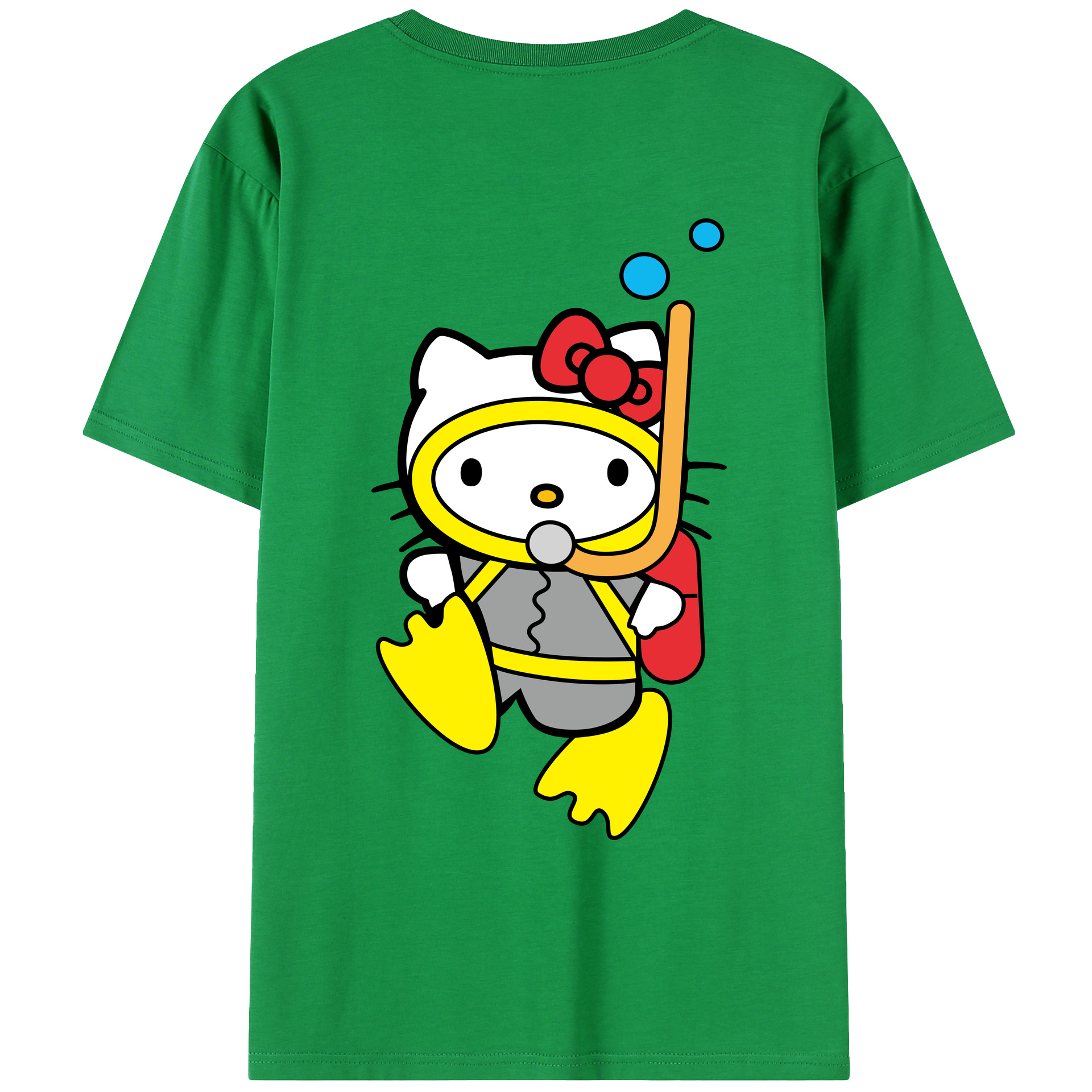 （画像用） Hello Kitty ハローキティ 綿100％ メンズ半袖Tシャツ（バックプリント） 通気性