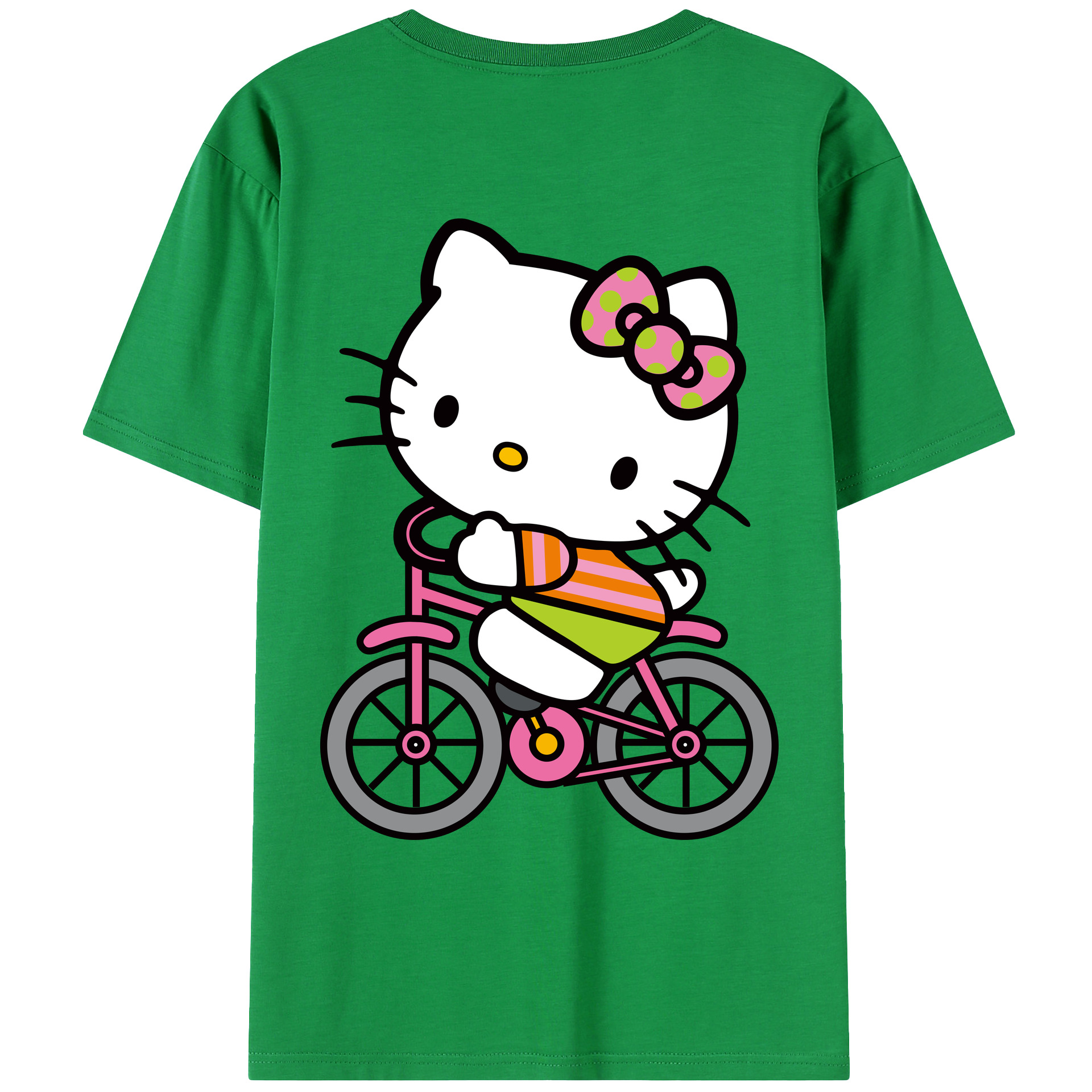 （画像用） Hello Kitty ハローキティ 綿100％ メンズ半袖Tシャツ（バックプリント） 通気性