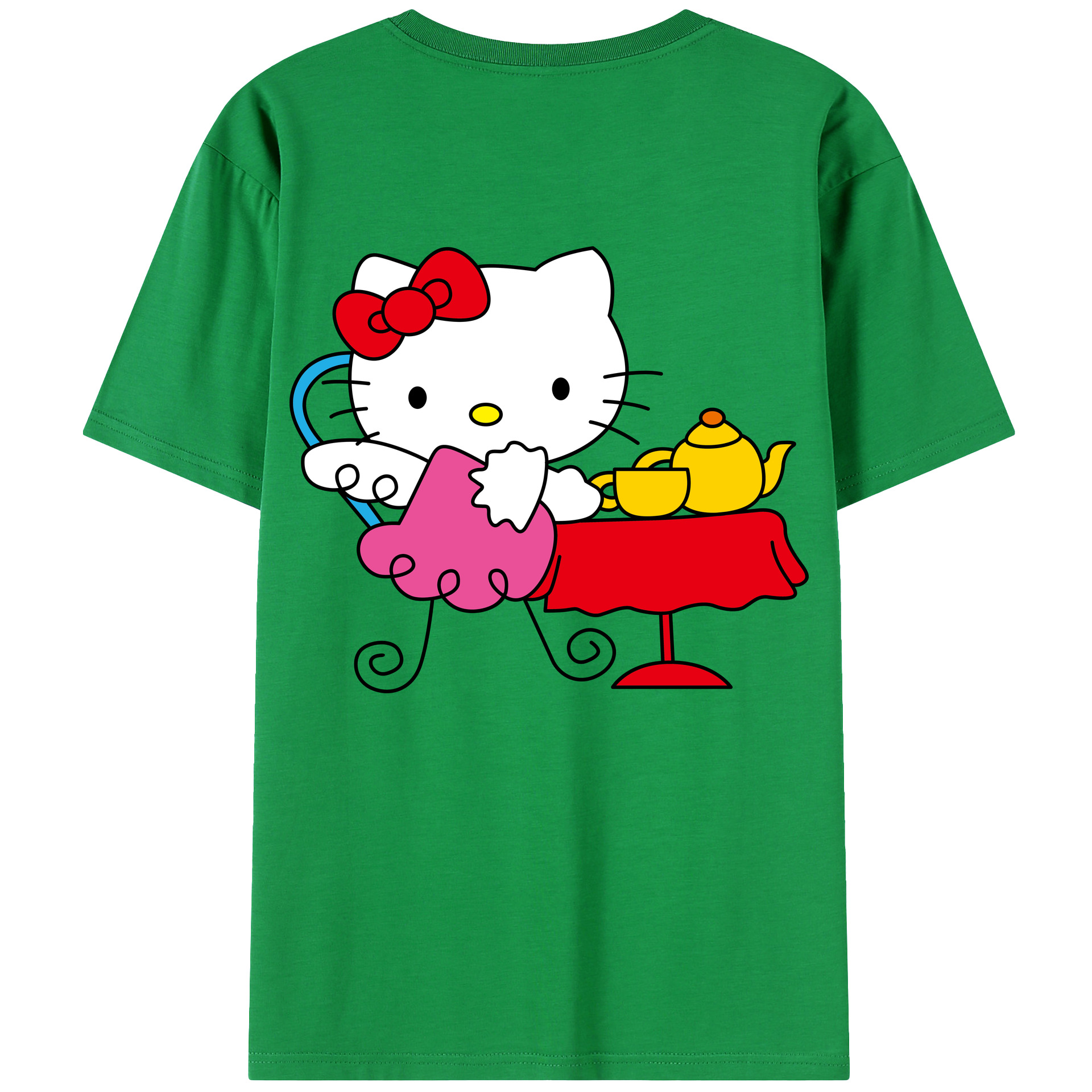 （画像用） Hello Kitty ハローキティ 綿100％ メンズ半袖Tシャツ（バックプリント） 通気性
