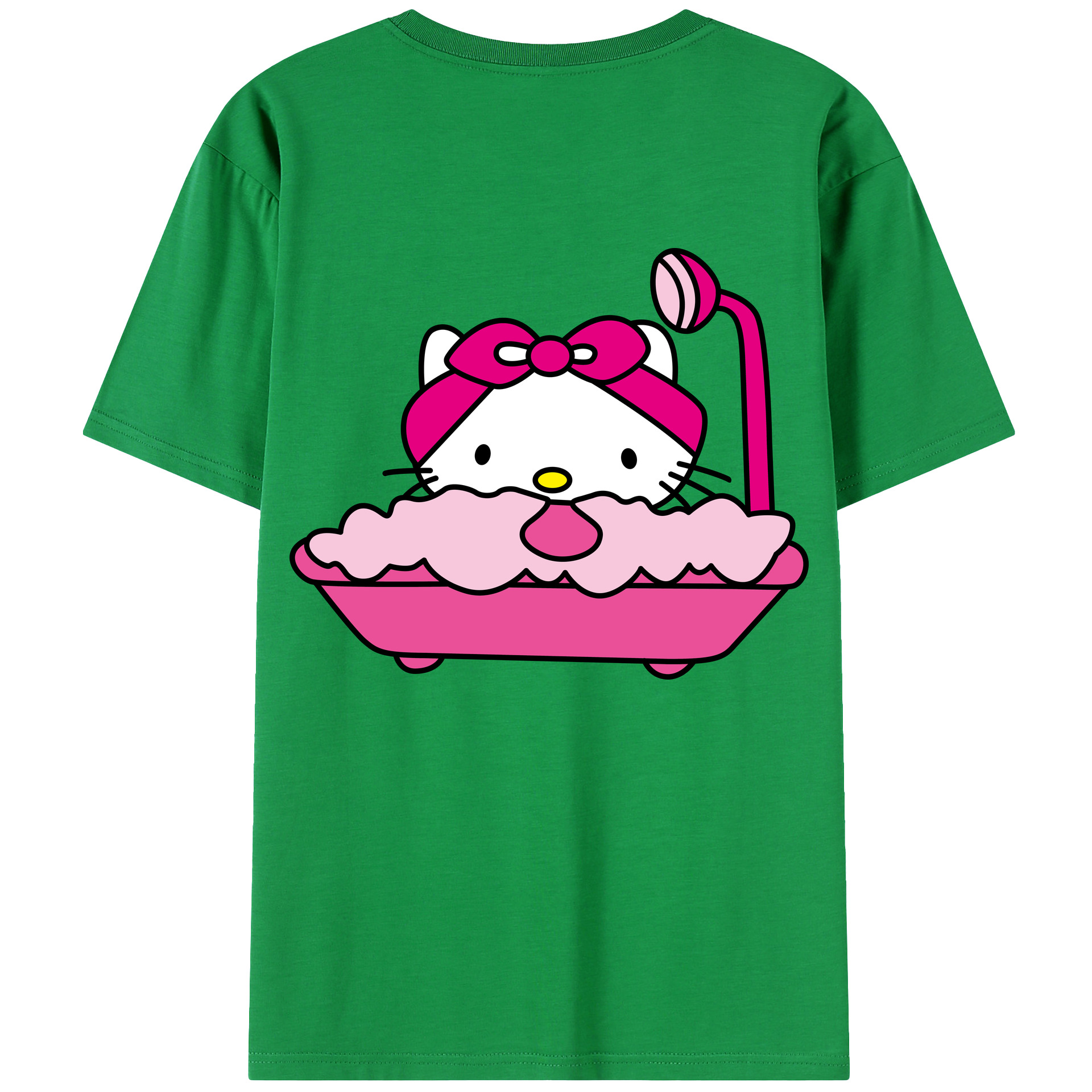 （画像用） Hello Kitty ハローキティ 綿100％ メンズ半袖Tシャツ（バックプリント） 通気性