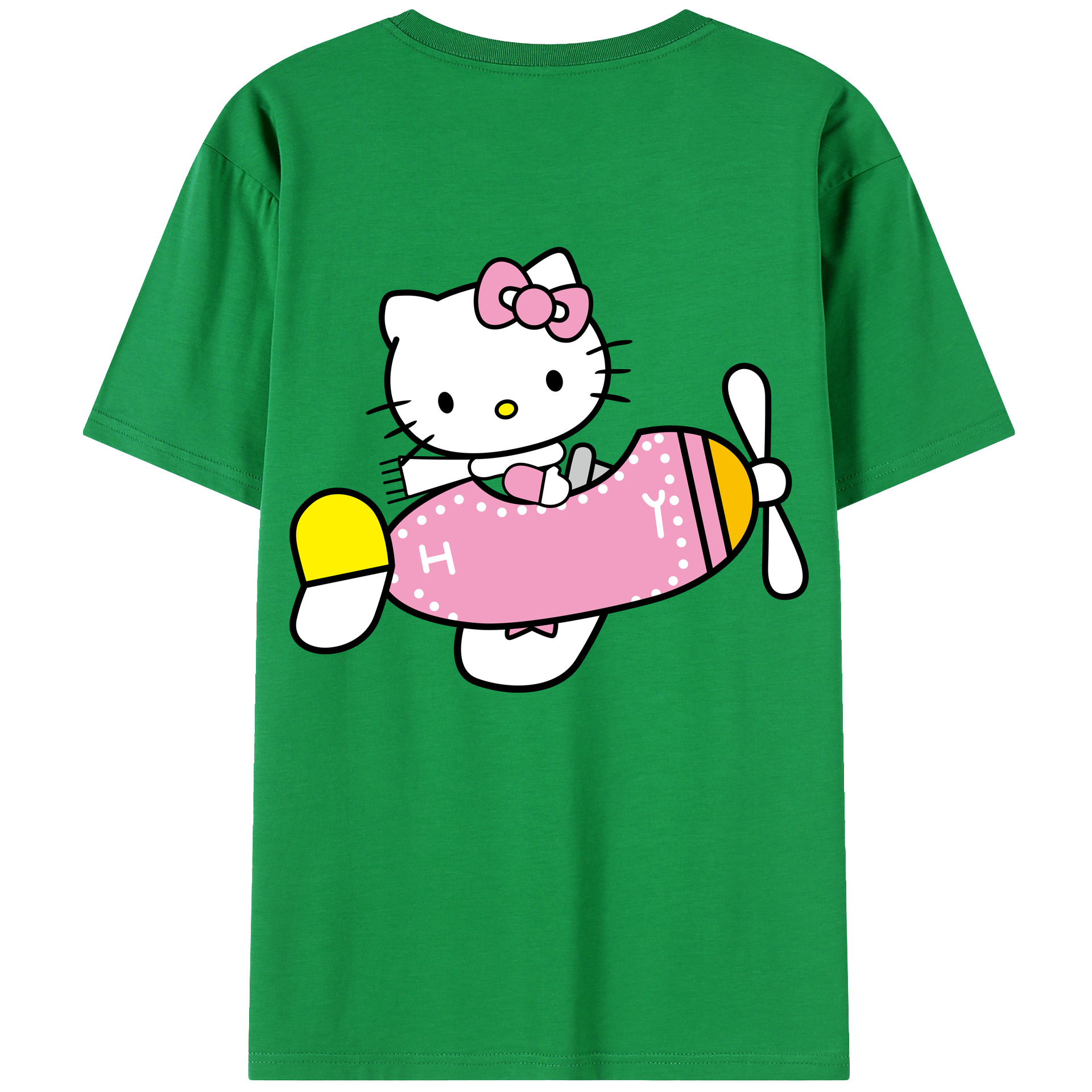 （画像用） Hello Kitty ハローキティ 綿100％ メンズ半袖Tシャツ（バックプリント） 通気性