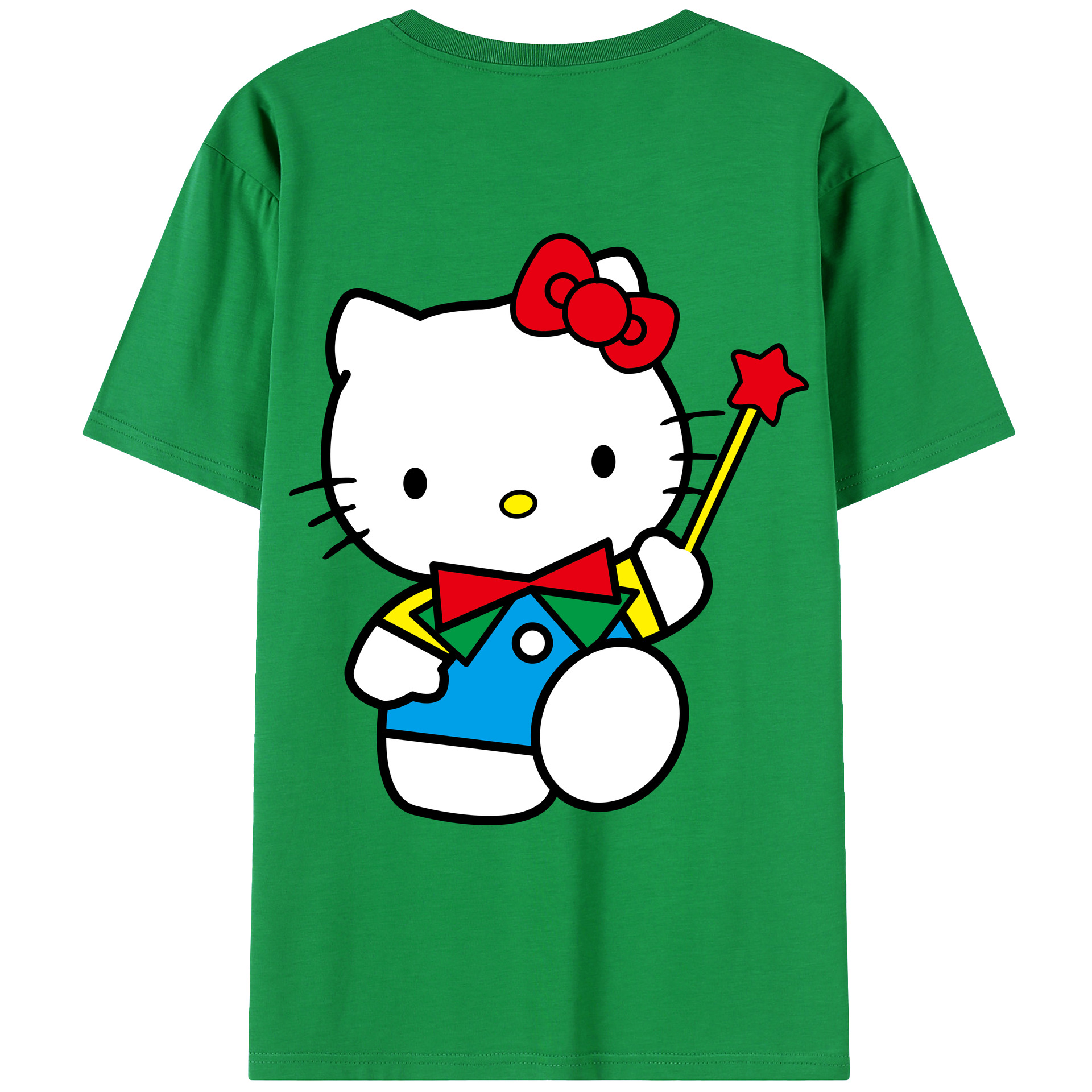 （画像用） Hello Kitty ハローキティ 綿100％ メンズ半袖Tシャツ（バックプリント） 通気性
