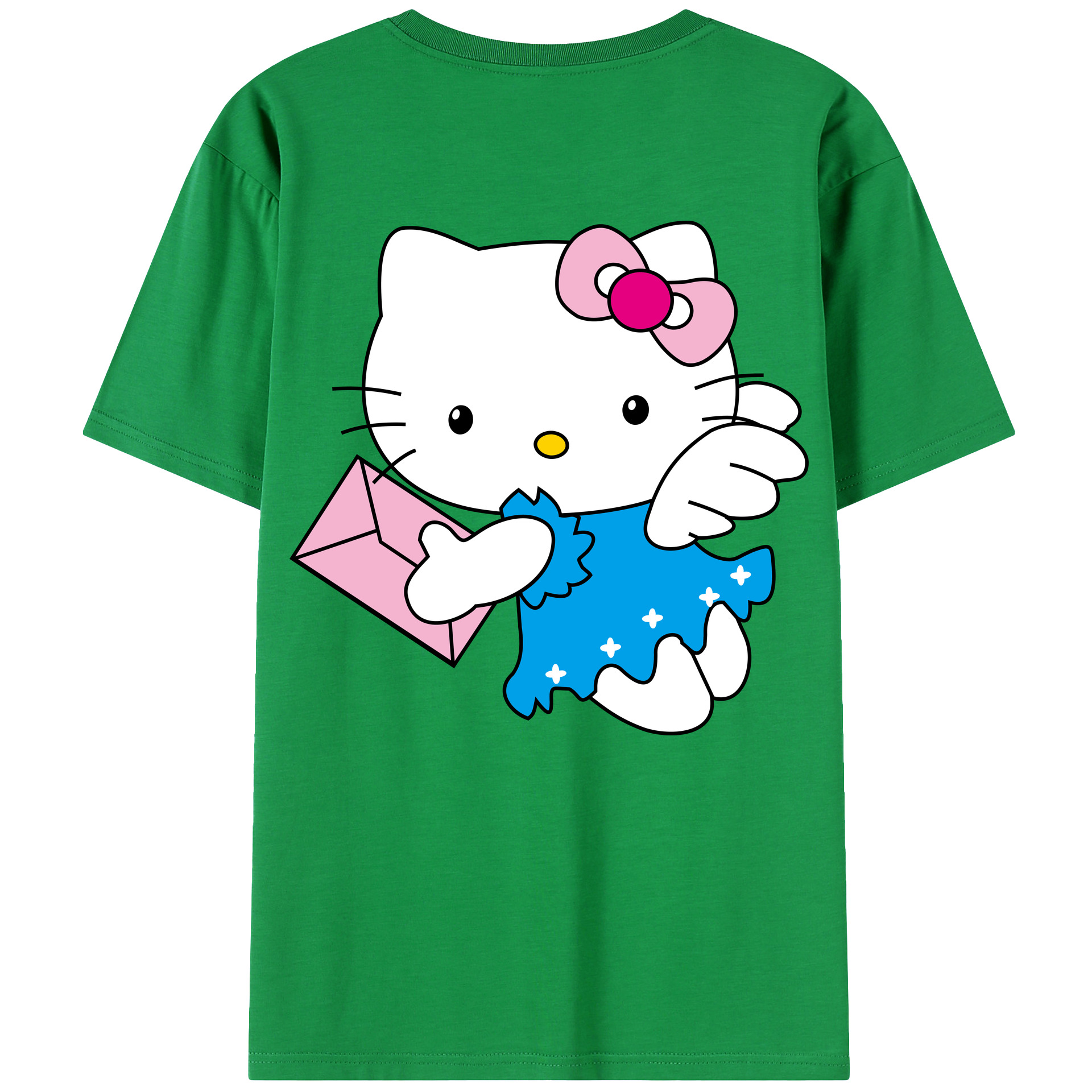 （画像用） Hello Kitty ハローキティ 綿100％ メンズ半袖Tシャツ（バックプリント） 通気性