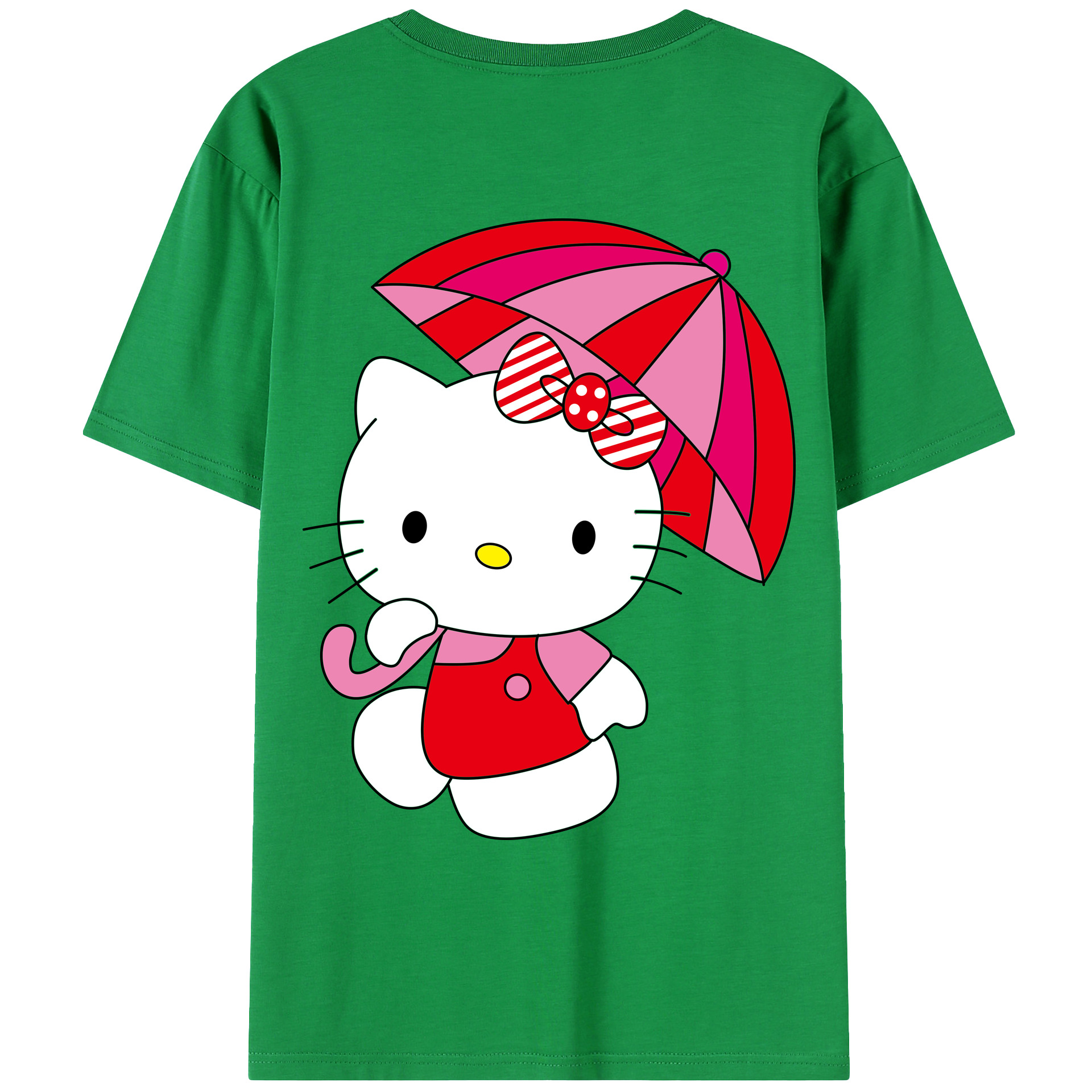 （画像用） Hello Kitty ハローキティ 綿100％ メンズ半袖Tシャツ（バックプリント） 通気性
