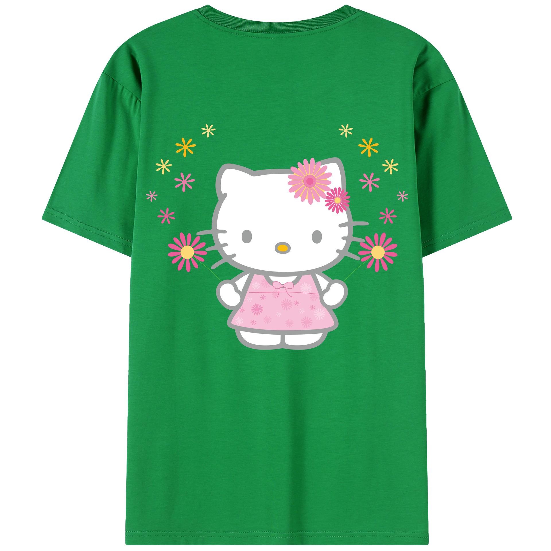 （画像用） Hello Kitty ハローキティ 綿100％ メンズ半袖Tシャツ（バックプリント） 通気性