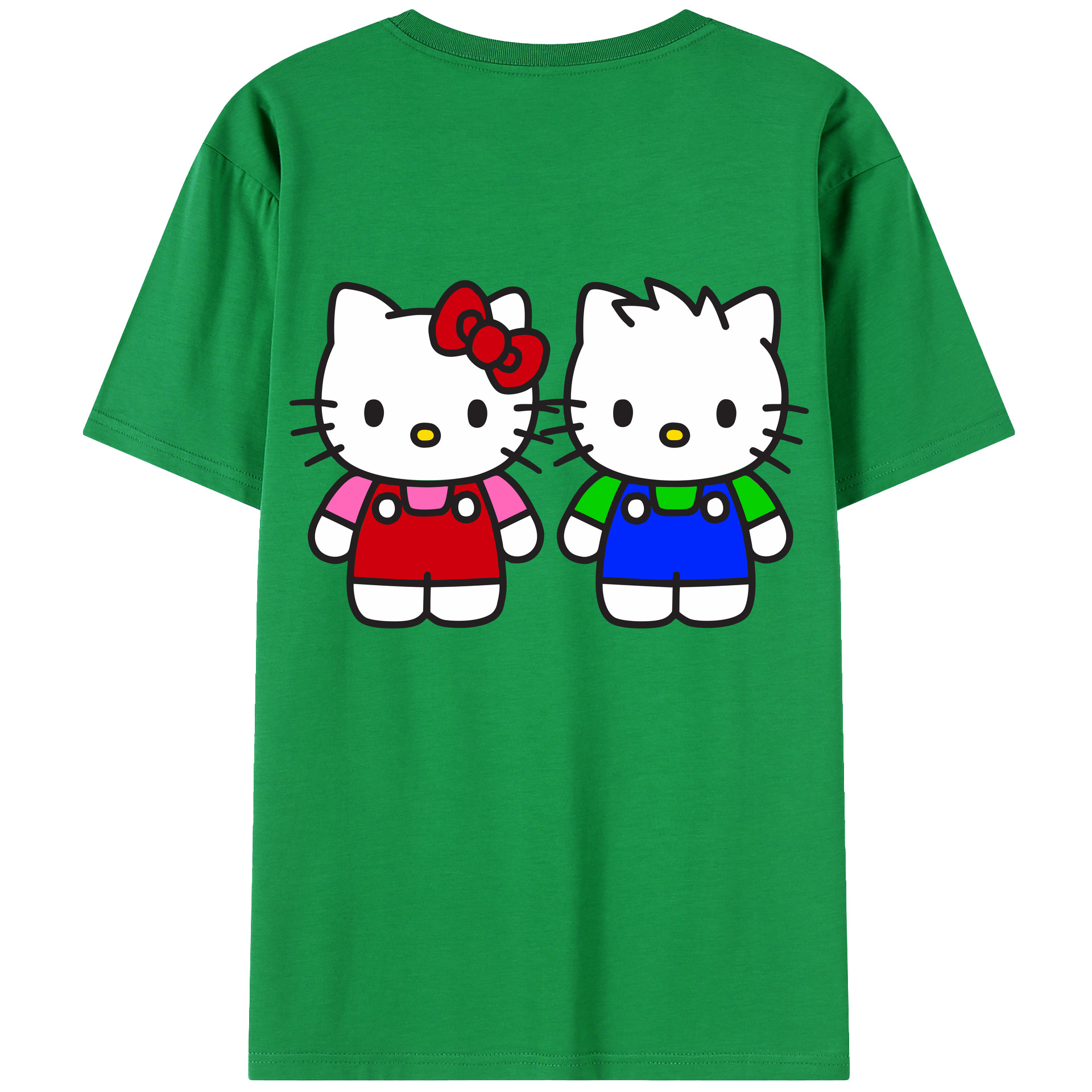（画像用） Hello Kitty ハローキティ 綿100％ メンズ半袖Tシャツ（バックプリント） 通気性