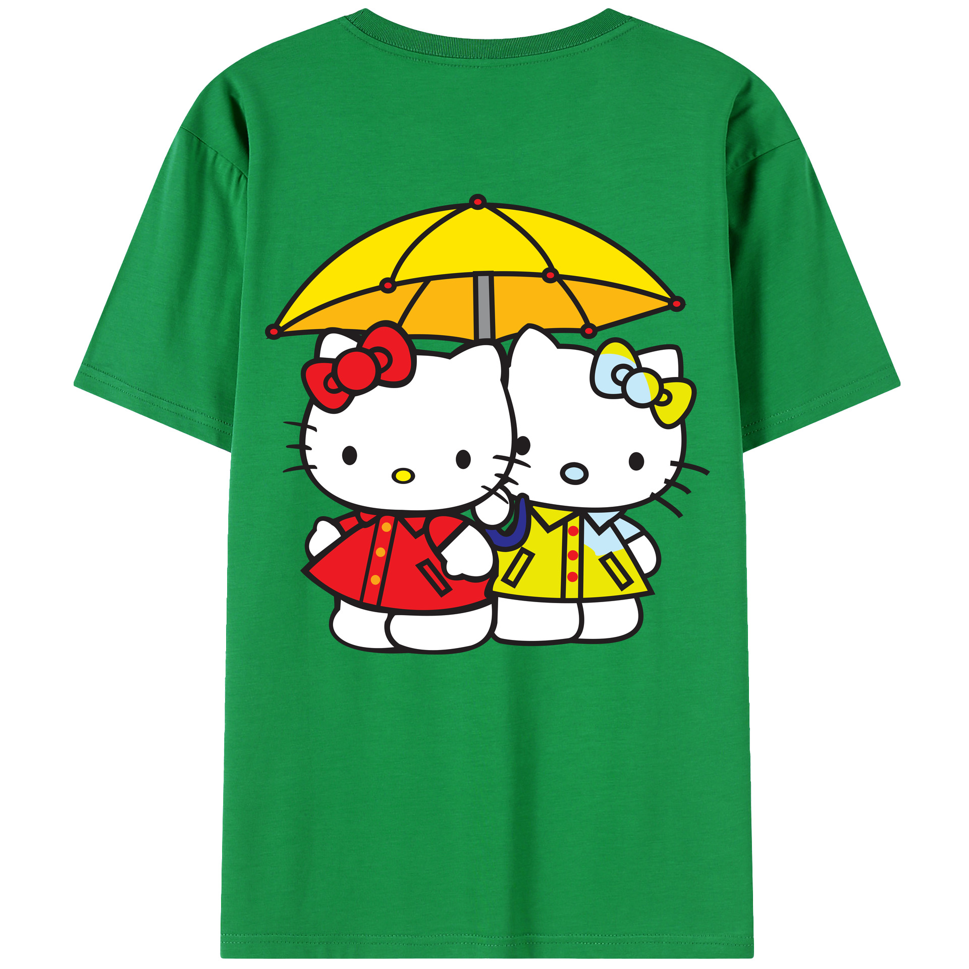 （画像用） Hello Kitty ハローキティ 綿100％ メンズ半袖Tシャツ（バックプリント） 通気性