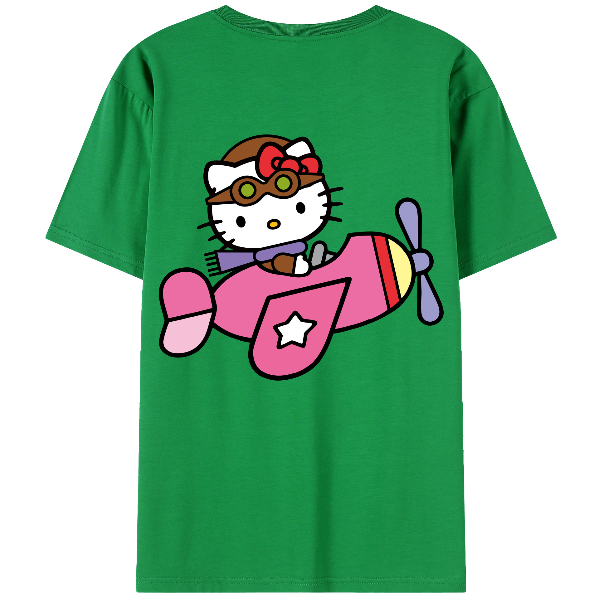 （画像用） Hello Kitty ハローキティ 綿100％ メンズ半袖Tシャツ（バックプリント） 通気性