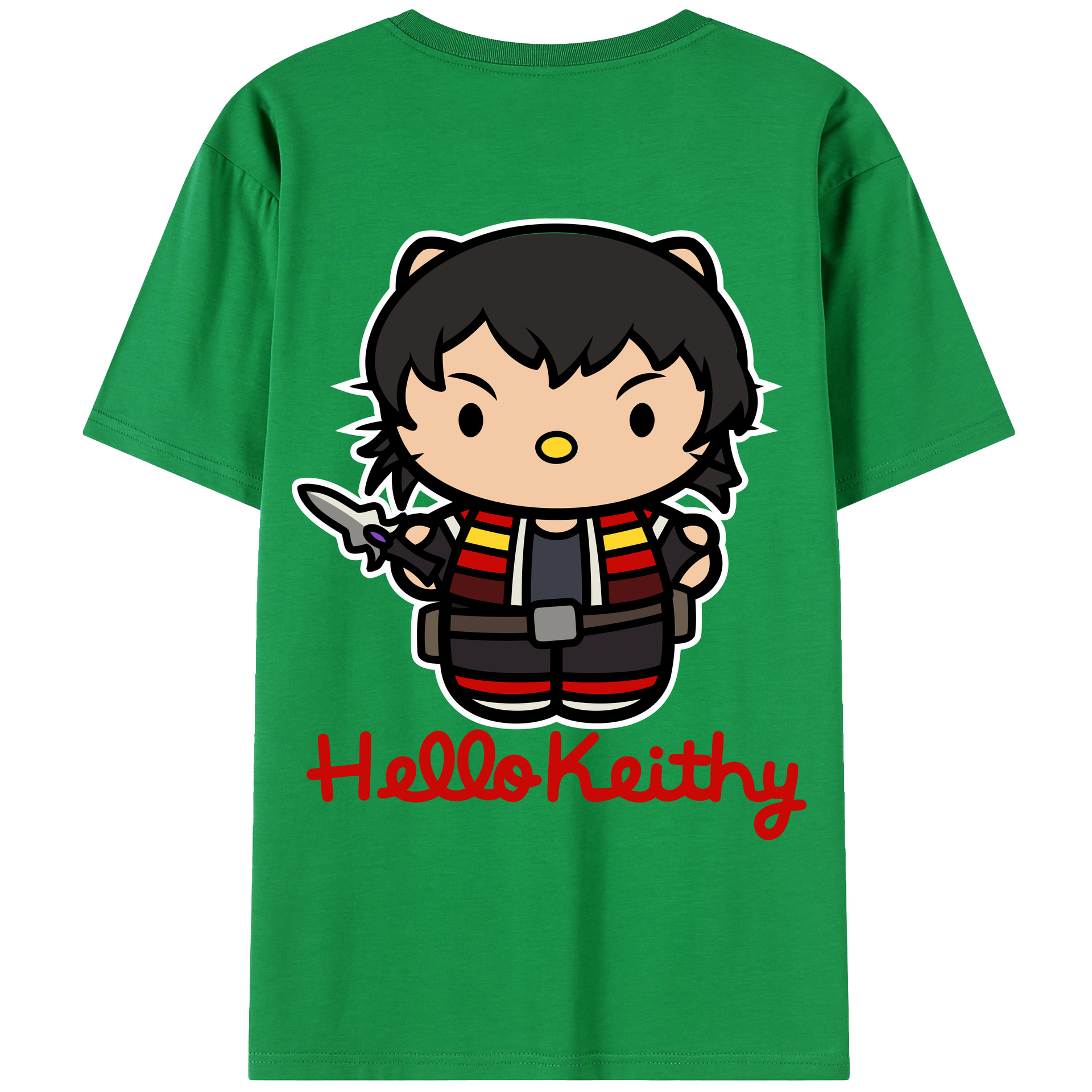 （画像用） Hello Kitty ハローキティ 綿100％ メンズ半袖Tシャツ（バックプリント） 通気性