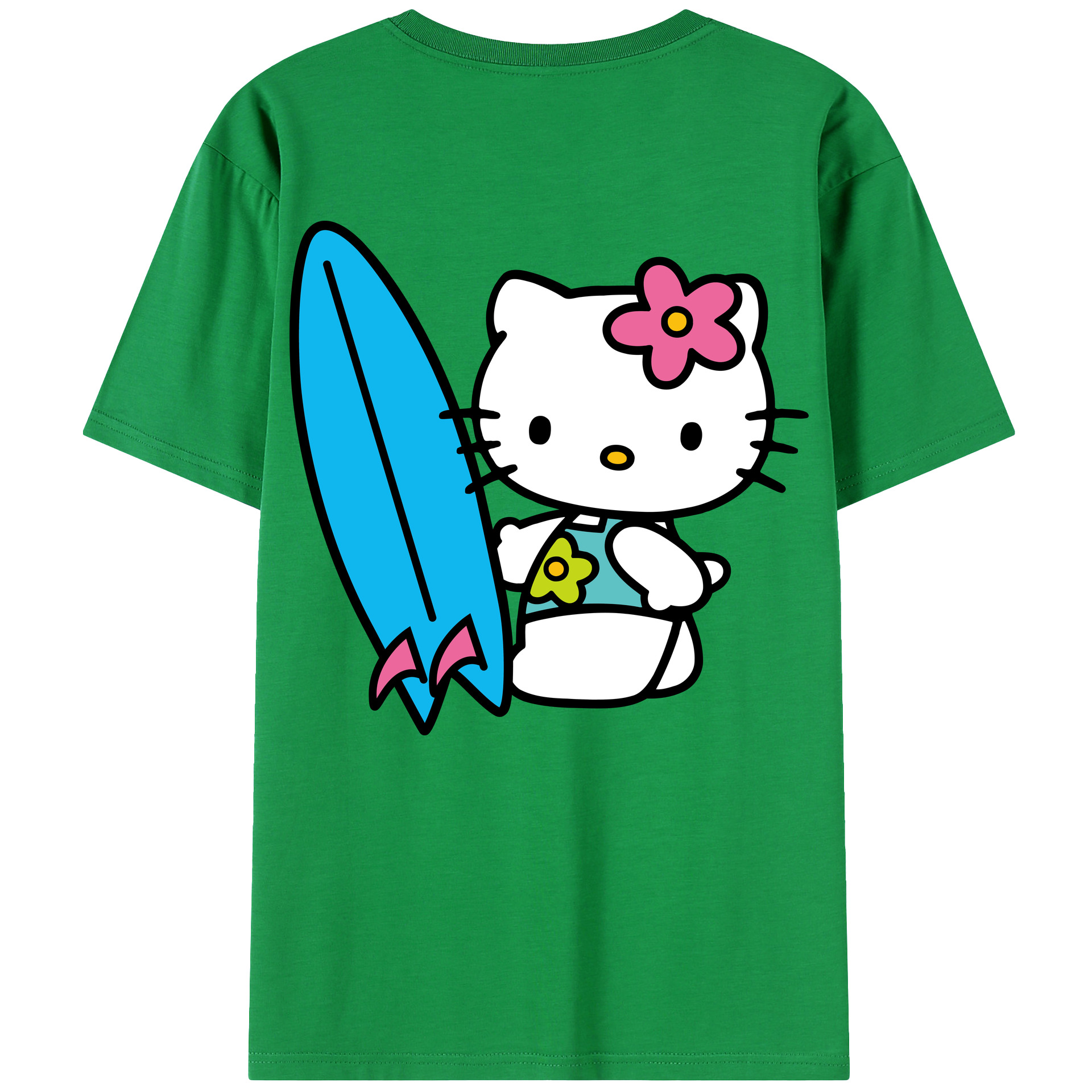 （画像用） Hello Kitty ハローキティ 綿100％ メンズ半袖Tシャツ（バックプリント） 通気性